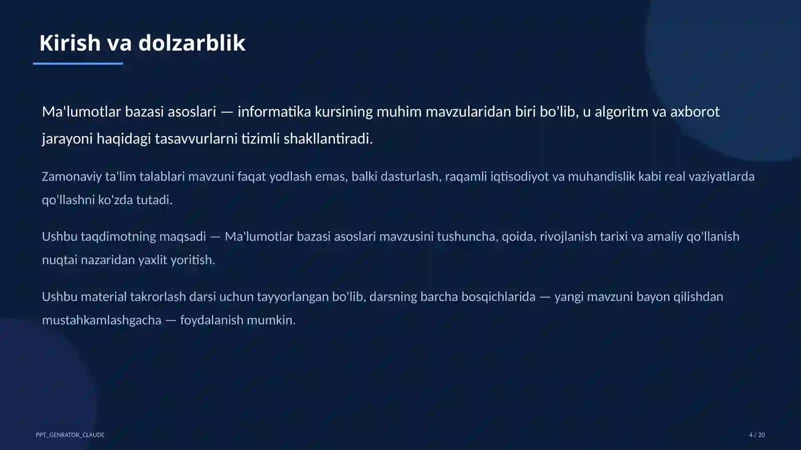 Ma'lumotlar bazasi asoslari (9-sinf) 4