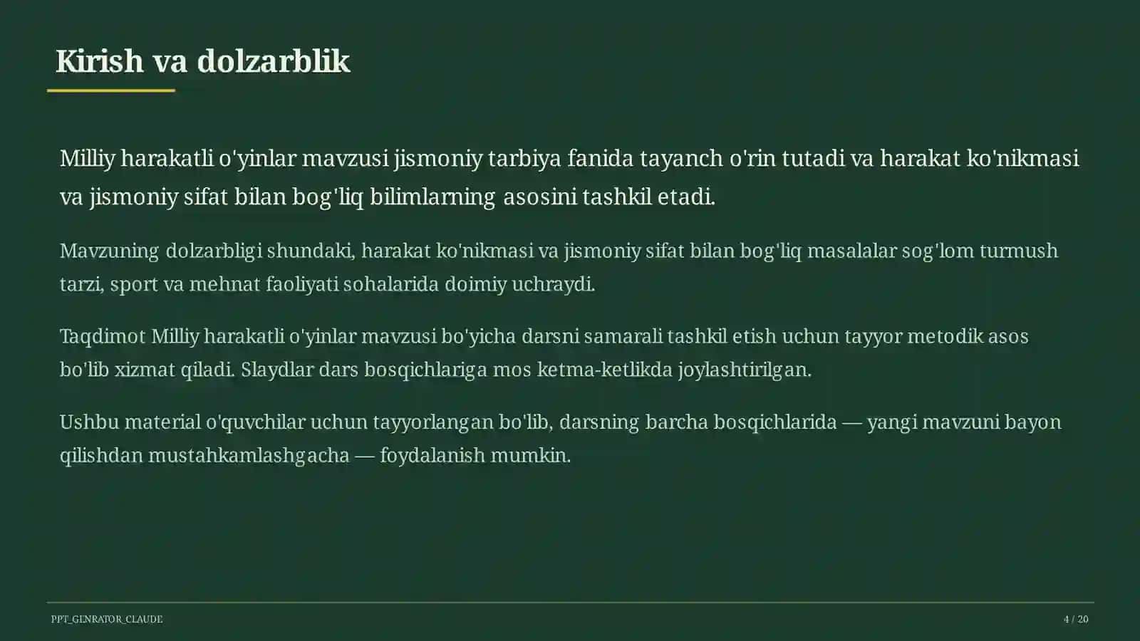 Milliy harakatli o'yinlar (4-sinf) 3