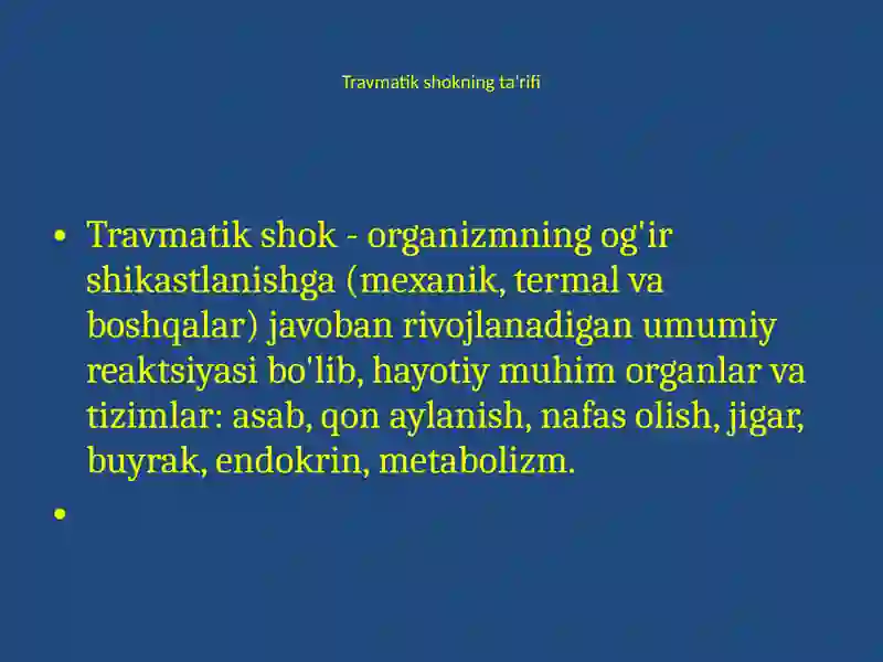 Travmatik shok. Uzoq muddatli siqilish sindromi 4