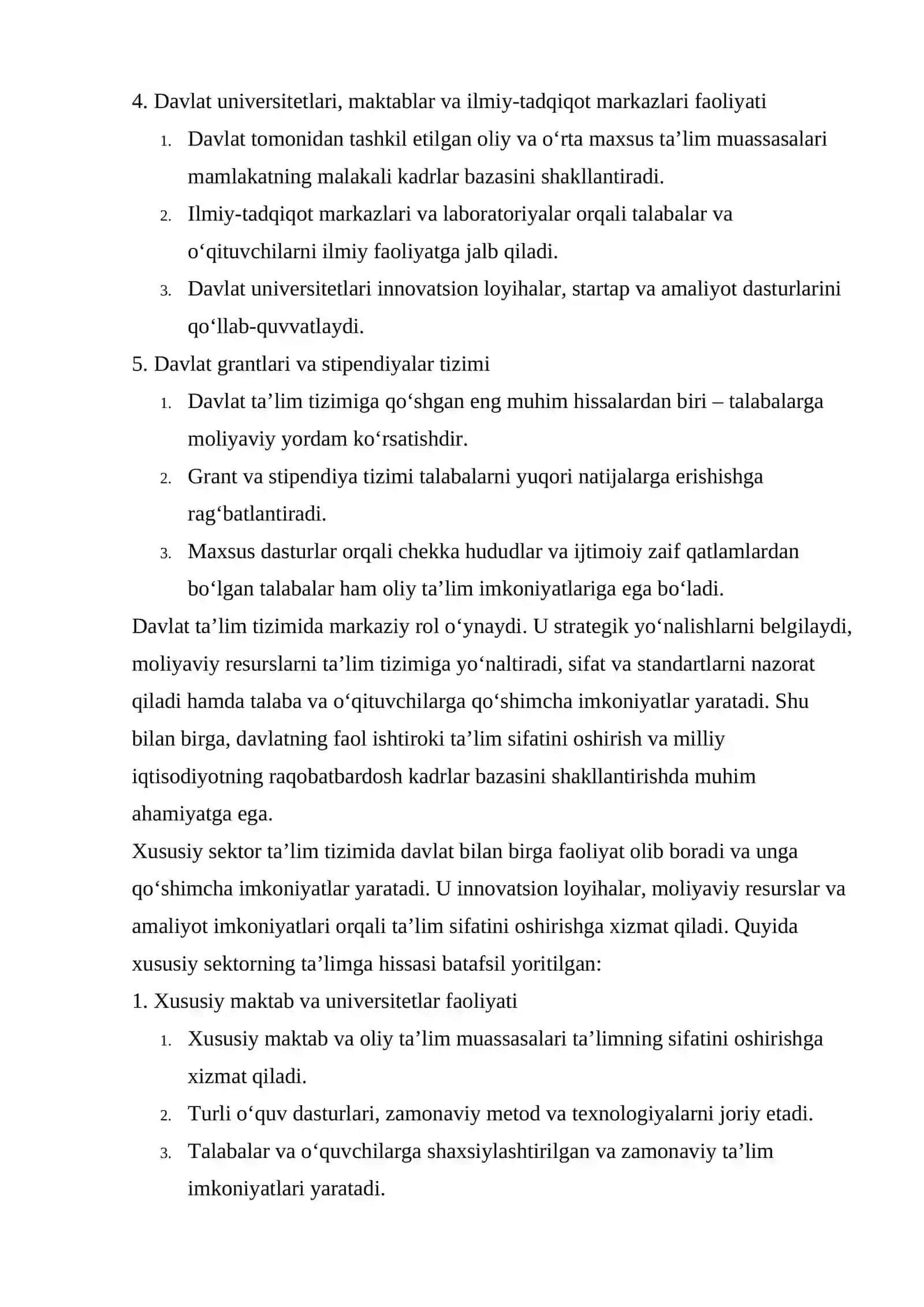 DAVLAT VA XUSUSIY SEKTORNING TA'LIMGA QO'SHGAN HISSASI 4