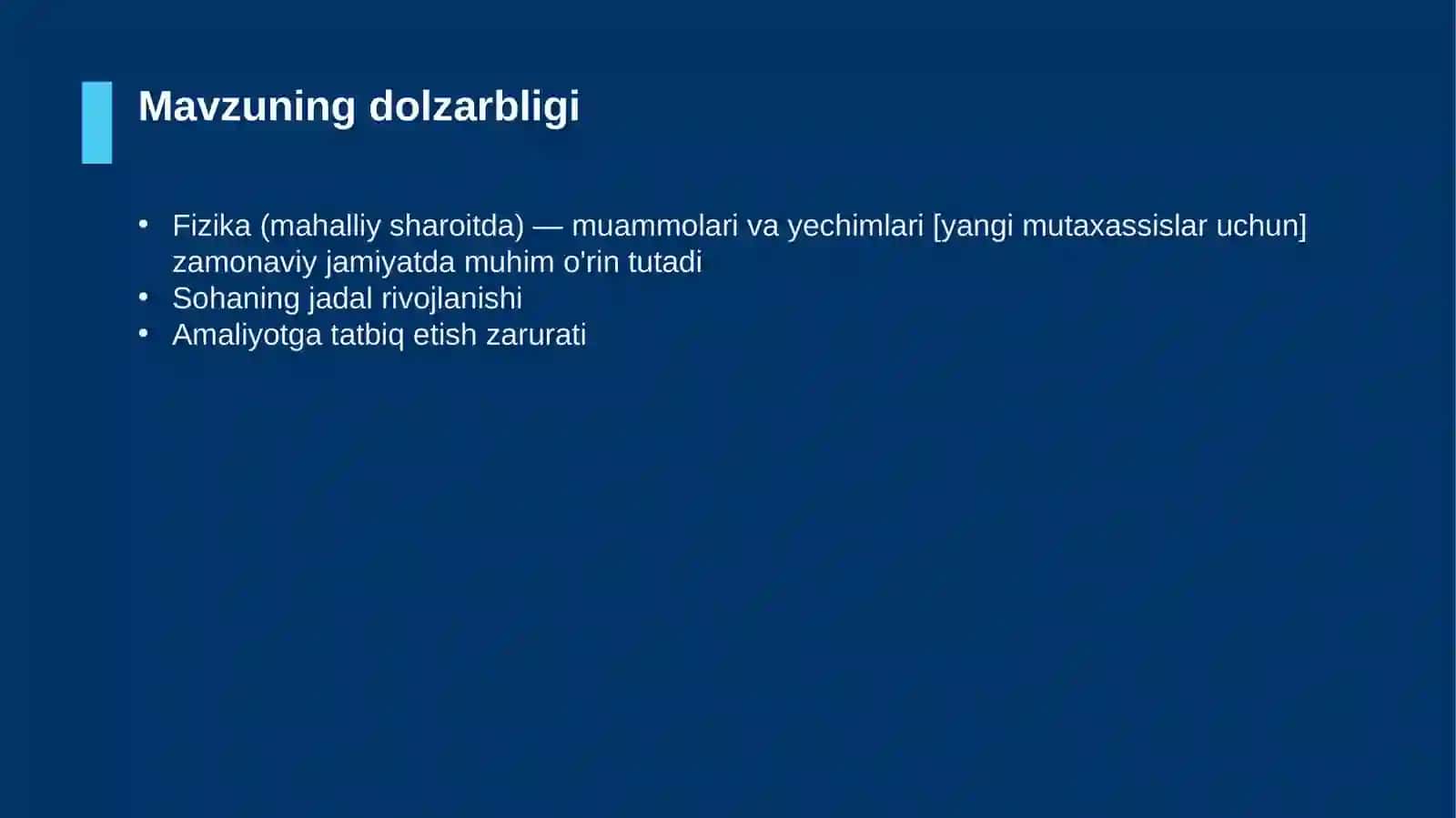 Fizika (mahalliy sharoitda) — muammolari va yechimlari [yangi mutaxassislar uchun] 4