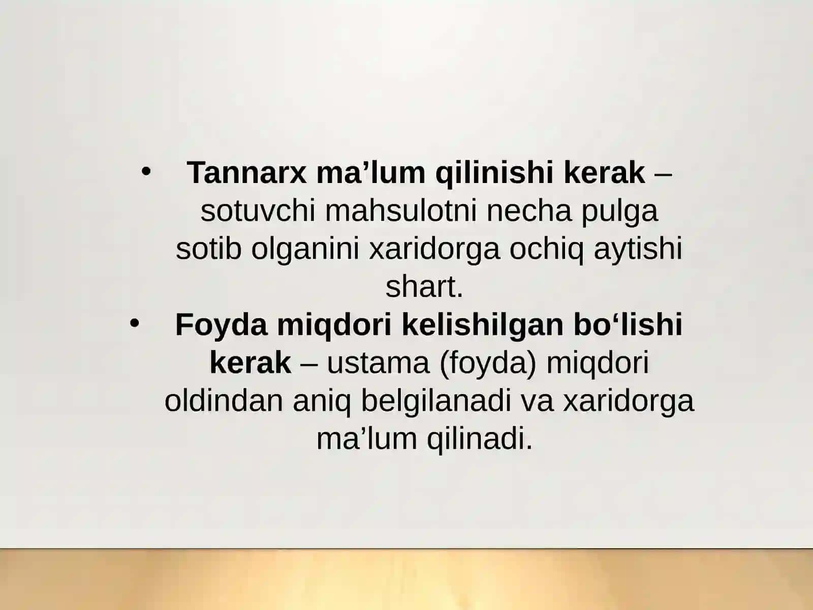 Murabahaning asosiy shartlari va xususiyatlari 4