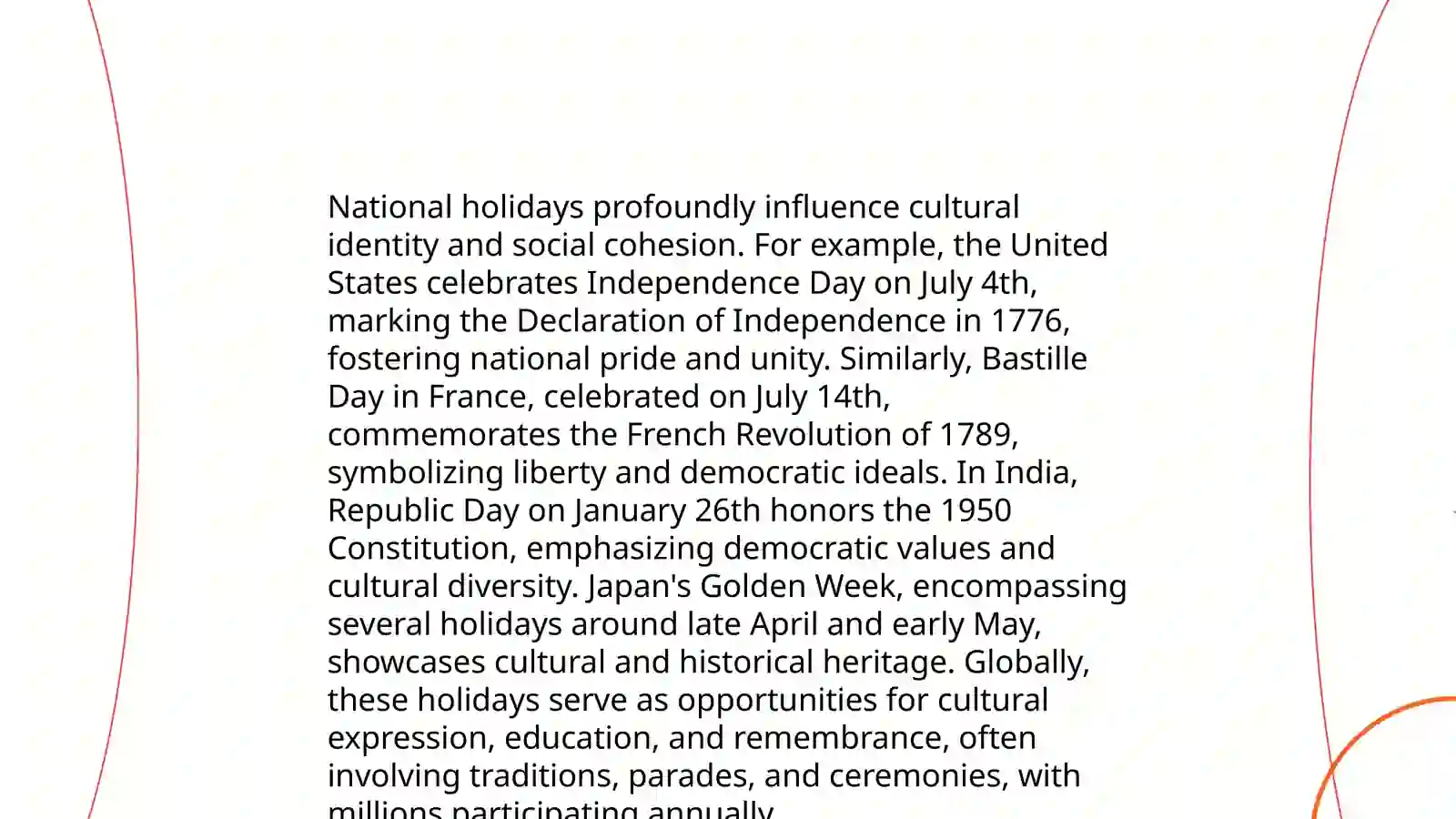 National holidays 4