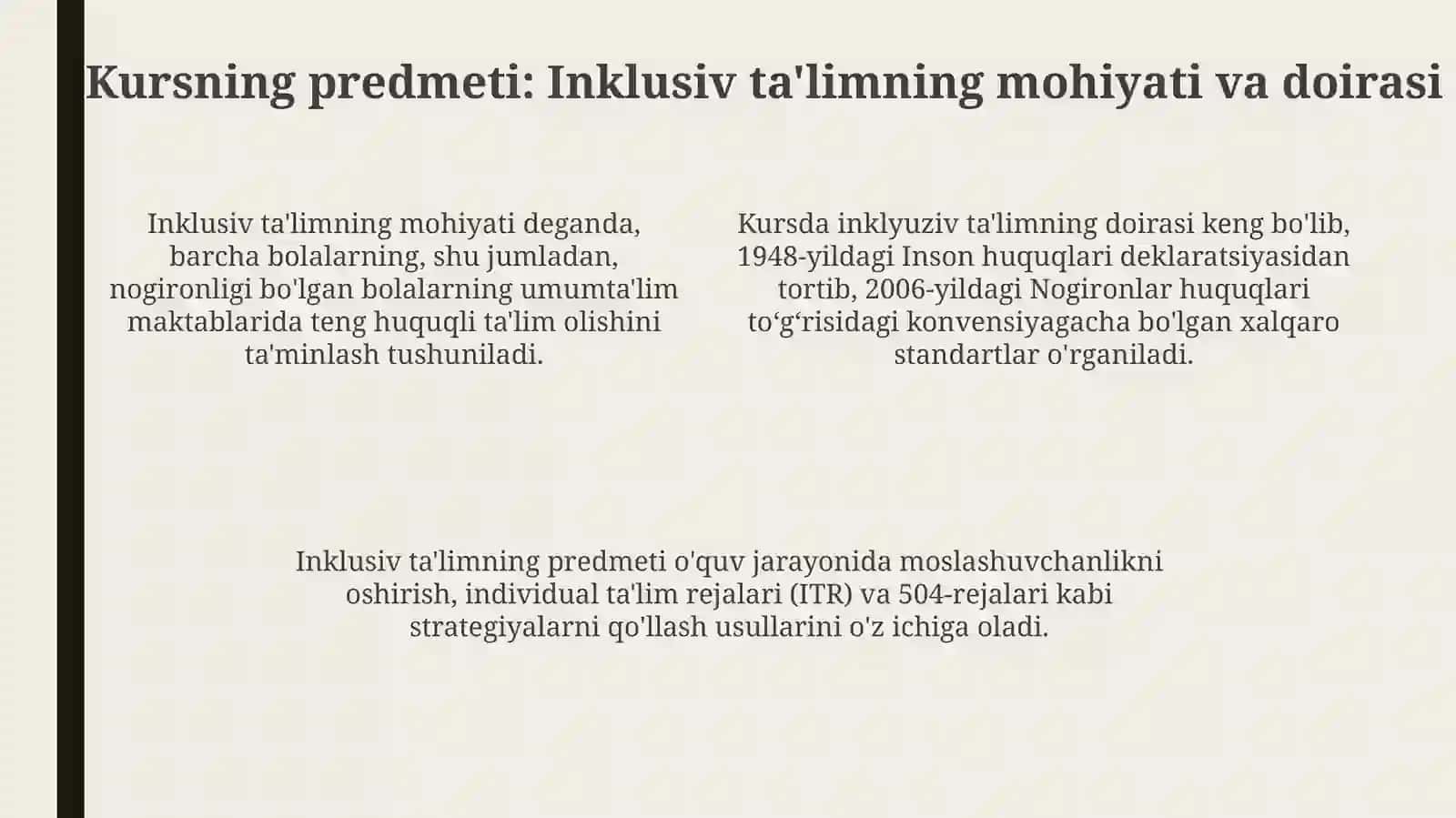 Inklyuziv ta'lim kursining predmeti maqsadi va vazifalari 4
