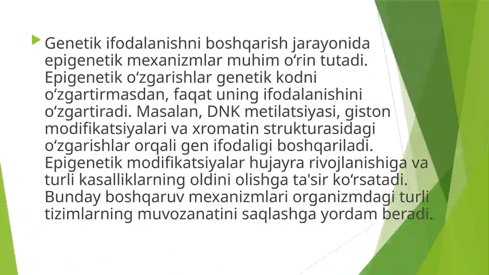 Genlar ta'sirini boshqarishning asosiy mexanizmlari 4
