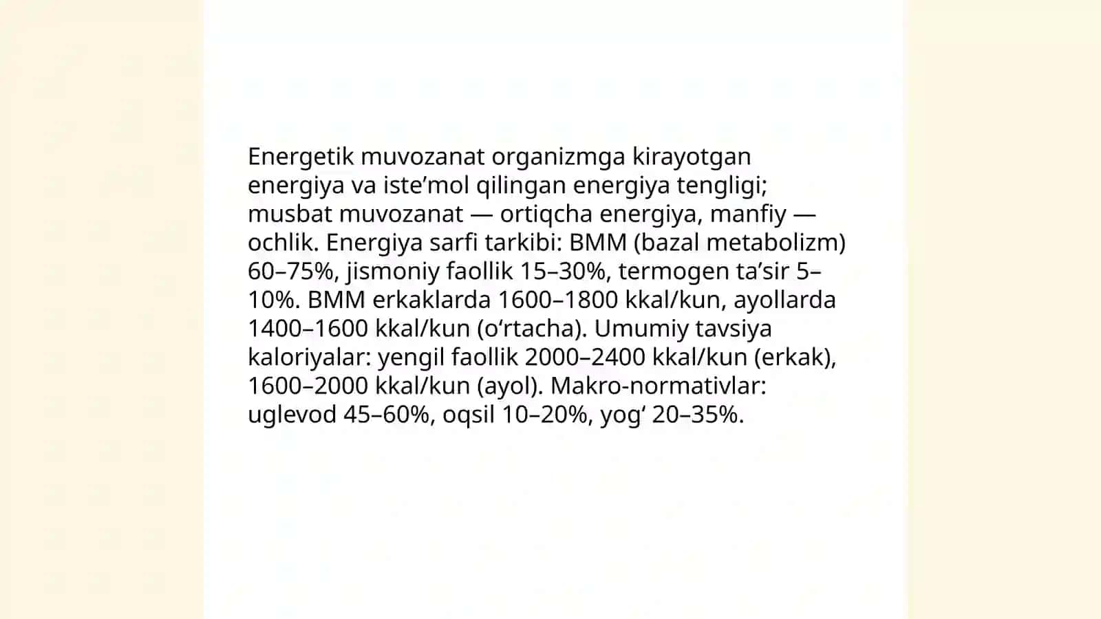 Tibbiyotda ovqatlanish nazariyası 4