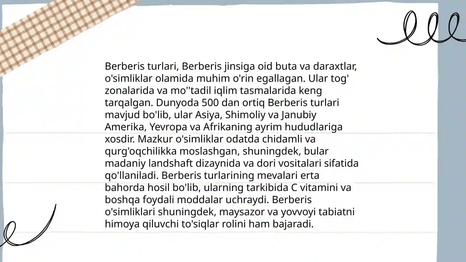 Zirk (ber beris) turkumlari biologiyasi, ekologiyasi va sanoatdagi ahamiyati 4