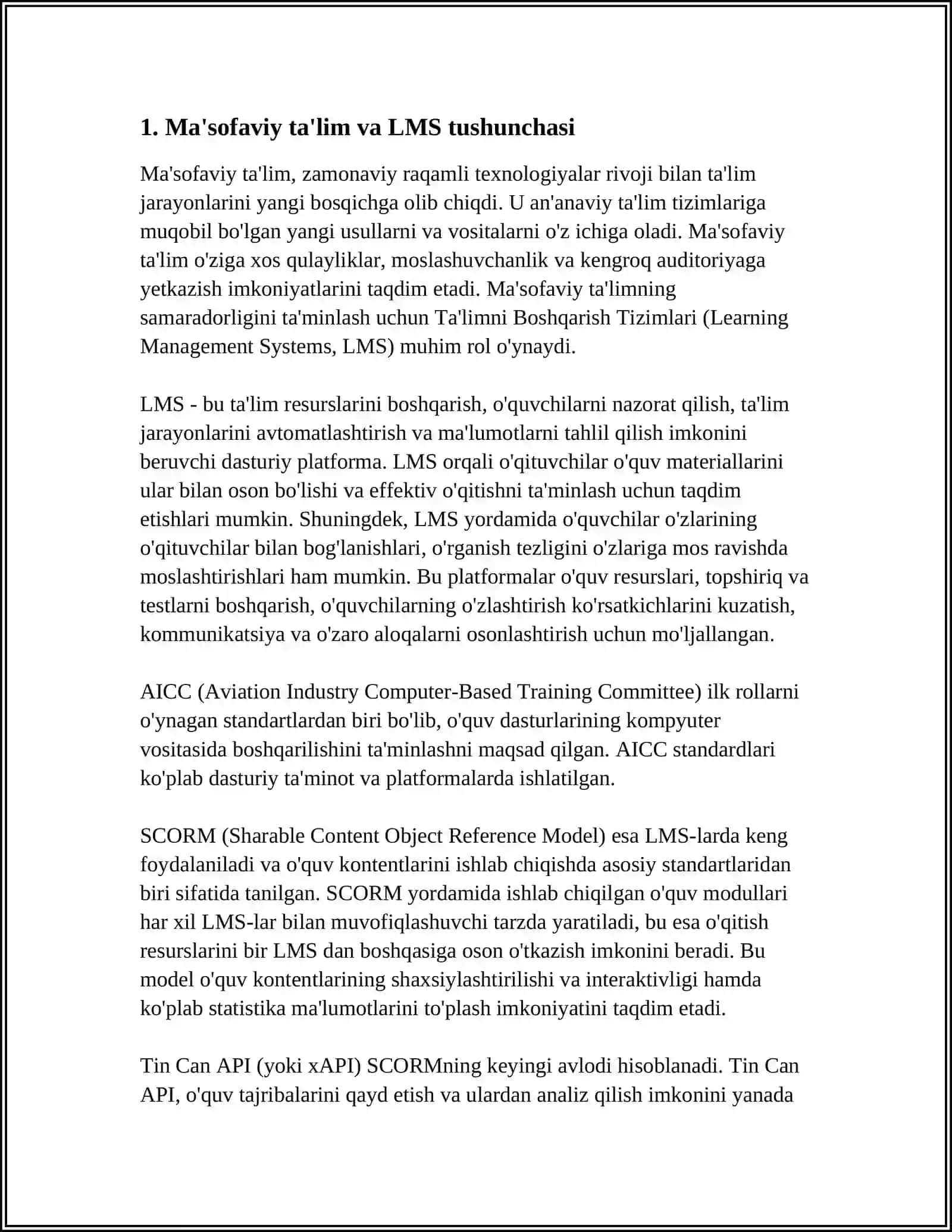 MA'SOFAVIY TA'LIM.LMS AICC SCROM VA TINCAN TUSHUNCHALARI HAQIDA 4