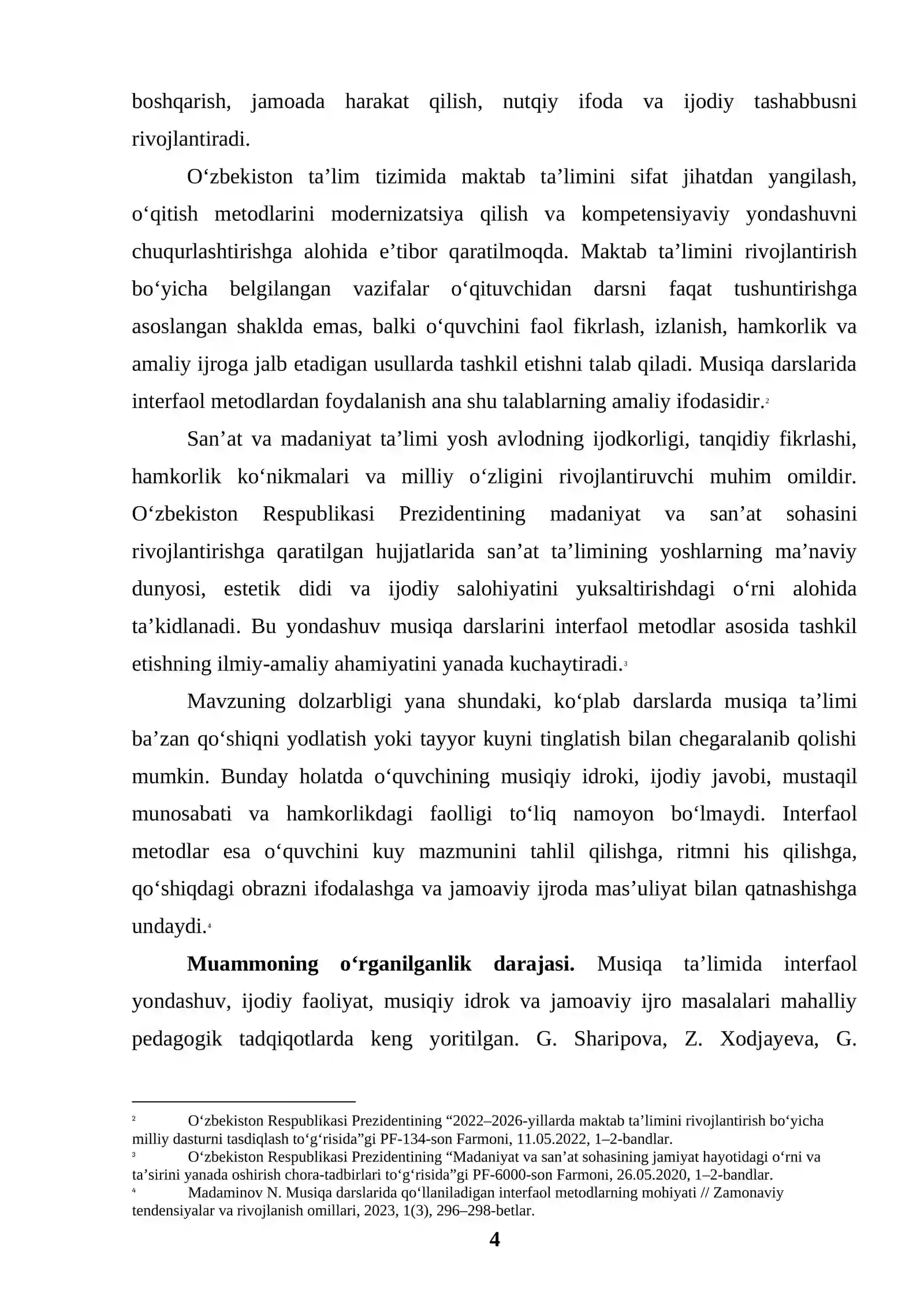 Musiqa darslarida interfaol metodlardan foydalanish samaradorligini oshirish 4