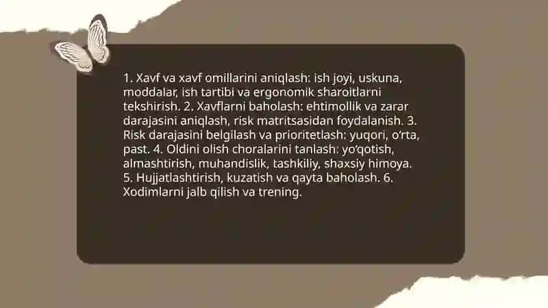 Mehnatni muhofaza qilish bo'yicha o'qitish va bilimlarni tekshirish 4