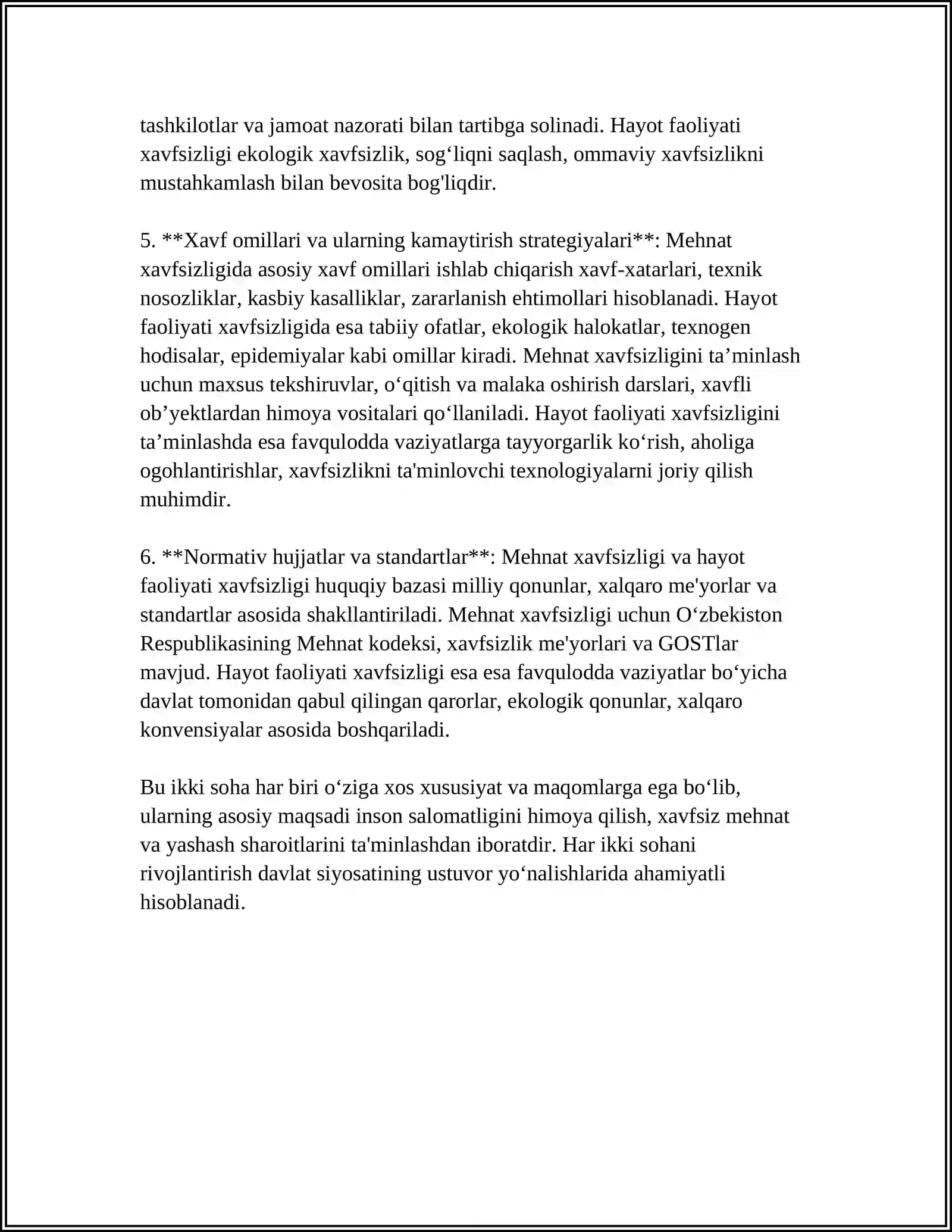 MEHNAT XAVFSIZLIGI VA HAYOT FAOLIYATI XAVFSIZLIGINING OʻZARO FARQLARI 4