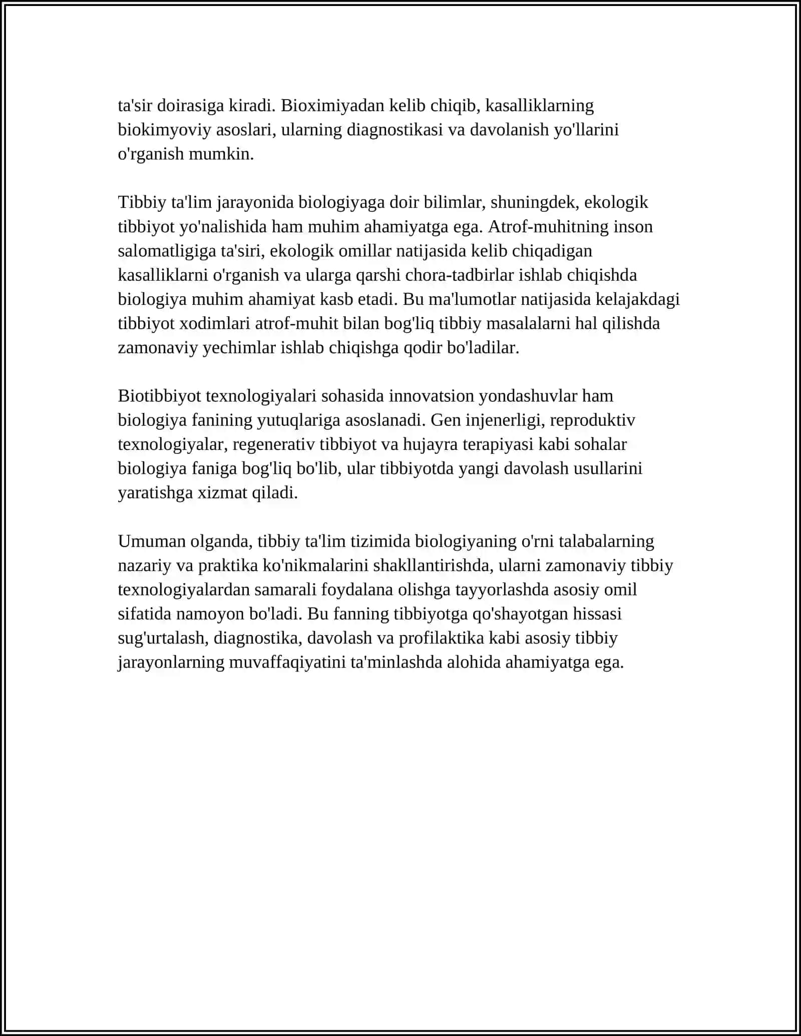 TIBBIY TALIM TIZIMI BIALOGIYANING TUTGAN ORNI 4