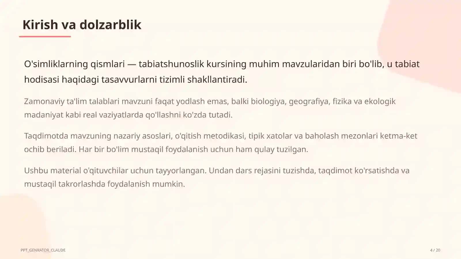 O'simliklarning qismlari (2-sinf) 4