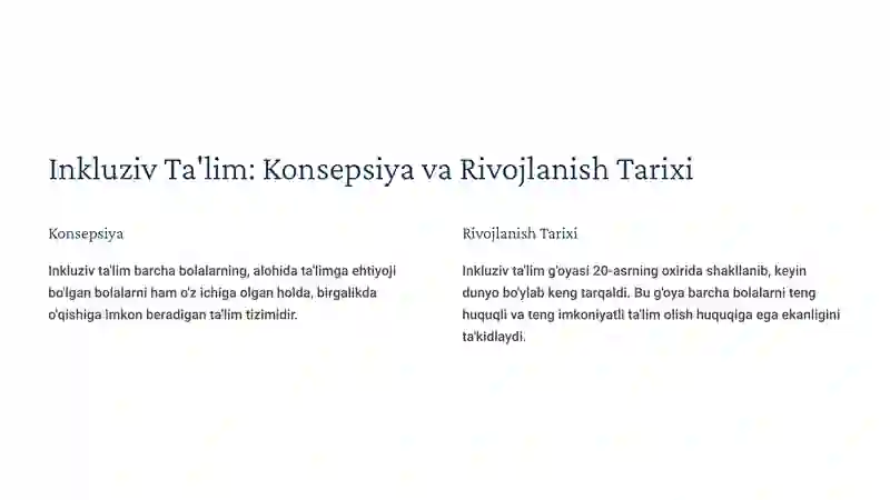 O'ZBEKISTONDA ALOHIDA TA'LIMGA EHTIYOJI BO'LGAN BOLALAR UCHUN INKLYUZIV TA'LIM 4