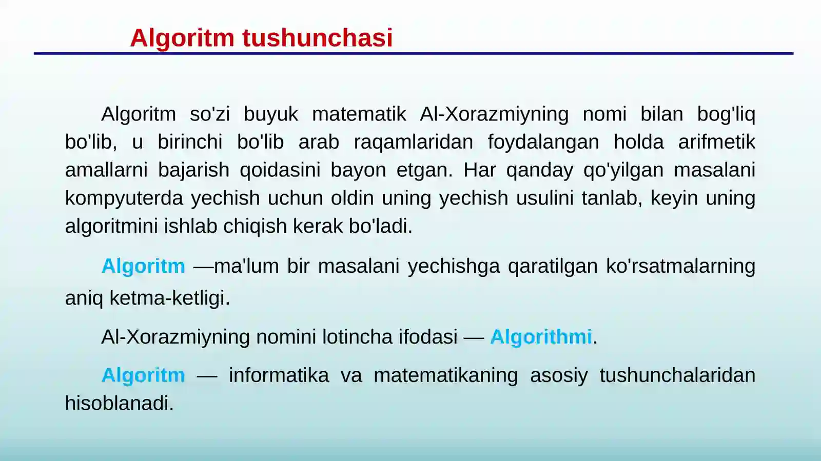 ALGORITMLASHTIRISH VA DASTURLASH ASOSLARI 4