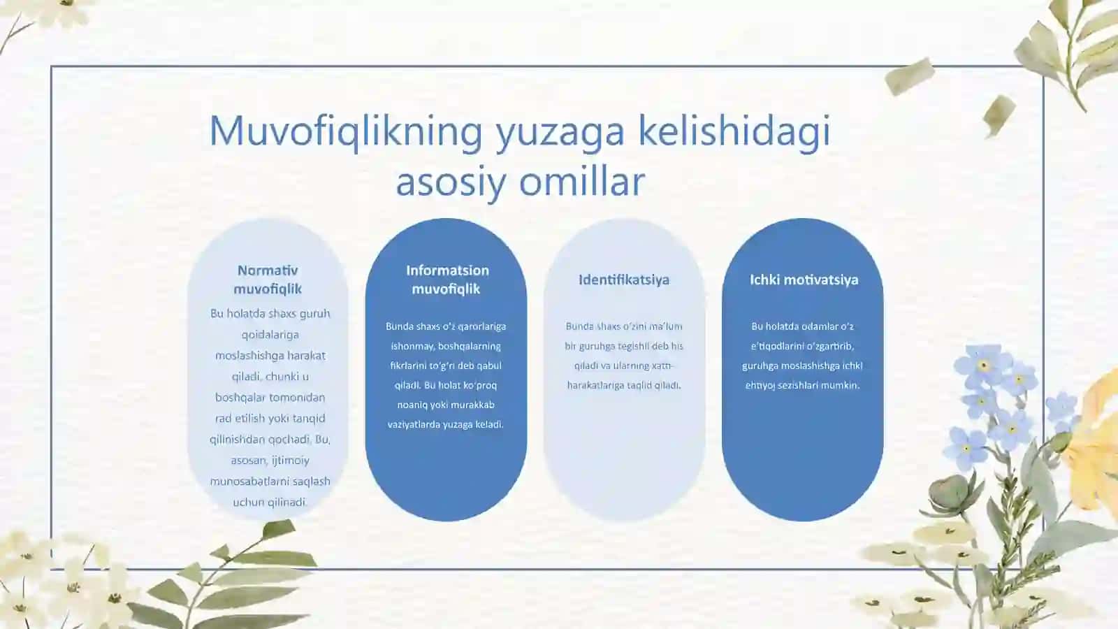 Ash tajribasi va muvofiqlik tushunchasi 4