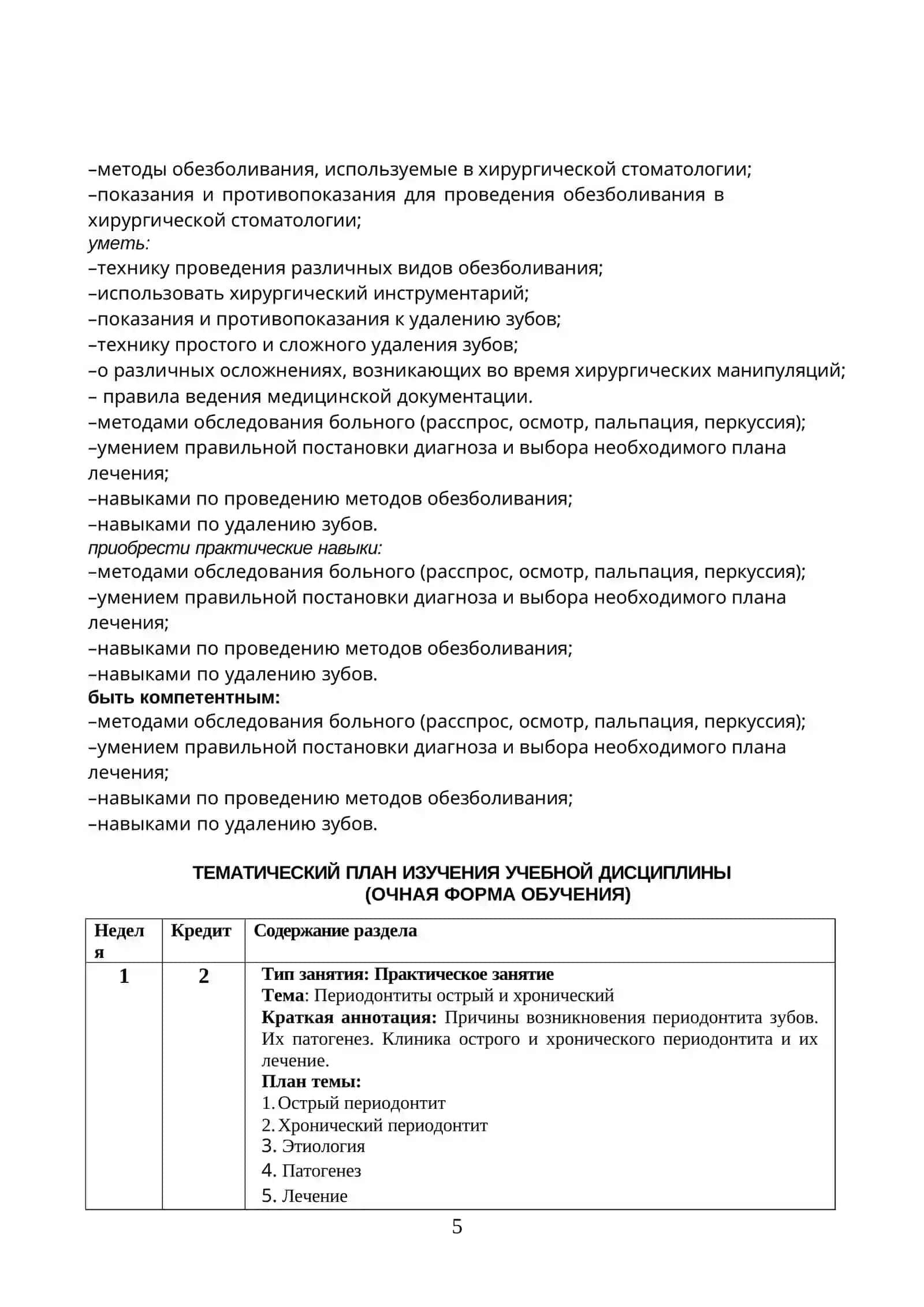 ИНДИВИДУАЛЬНЫЙ СИЛЛАБУС ПО ДИСЦИПЛИНЕ «ORAL SURGERY 2» 4
