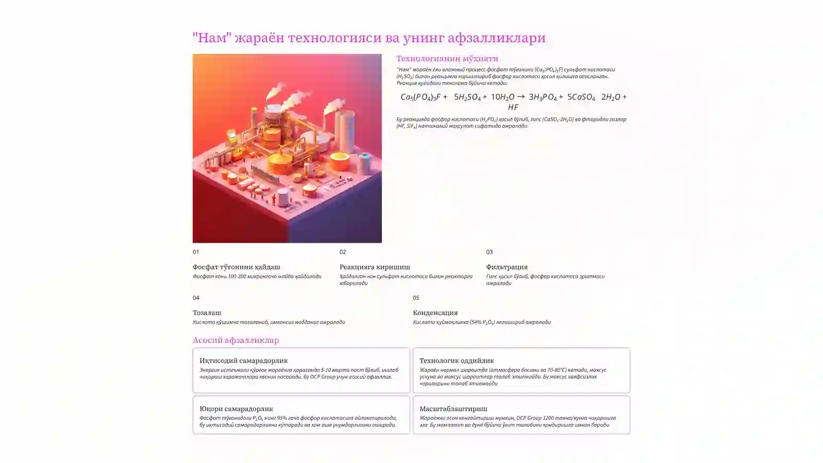 Фосфор кислотаси ва аммофос ишлаб чиқариш технологияси 4