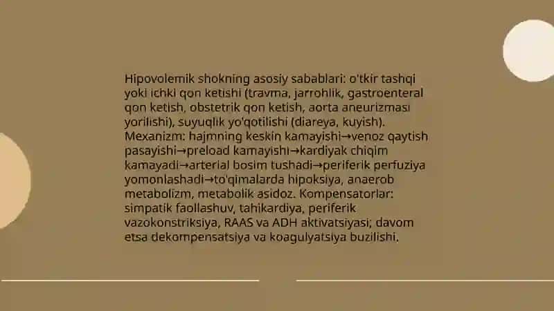 Favqulodda vaziyatlar sharoitida shok va o'tkir qon ketish holatlari 4