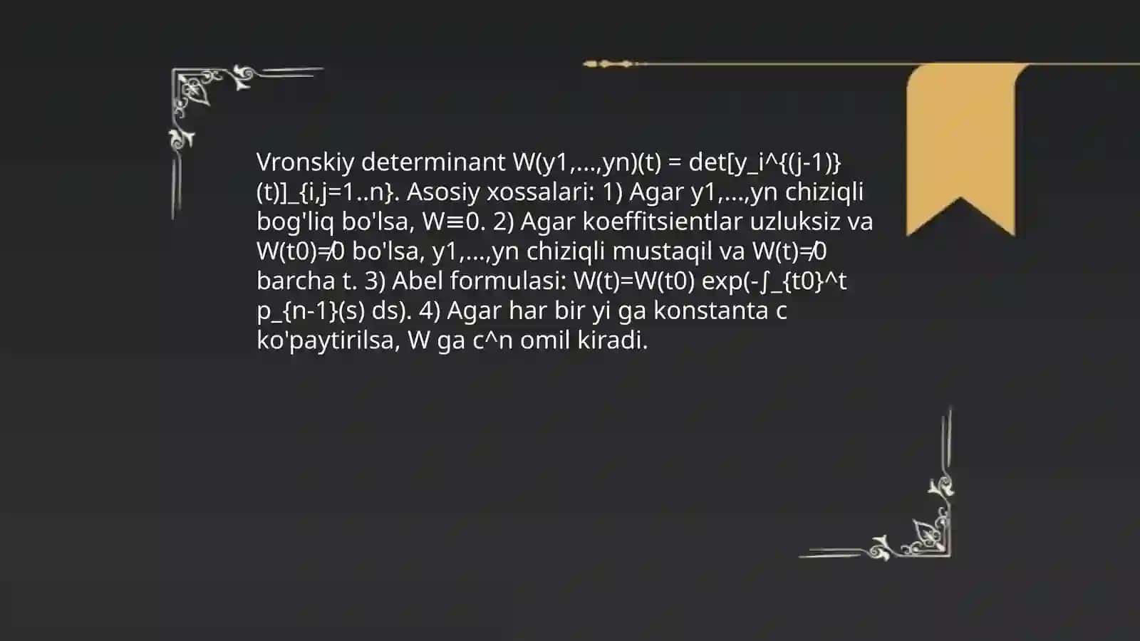 Vronskiy determinanti va uning xossalari 4