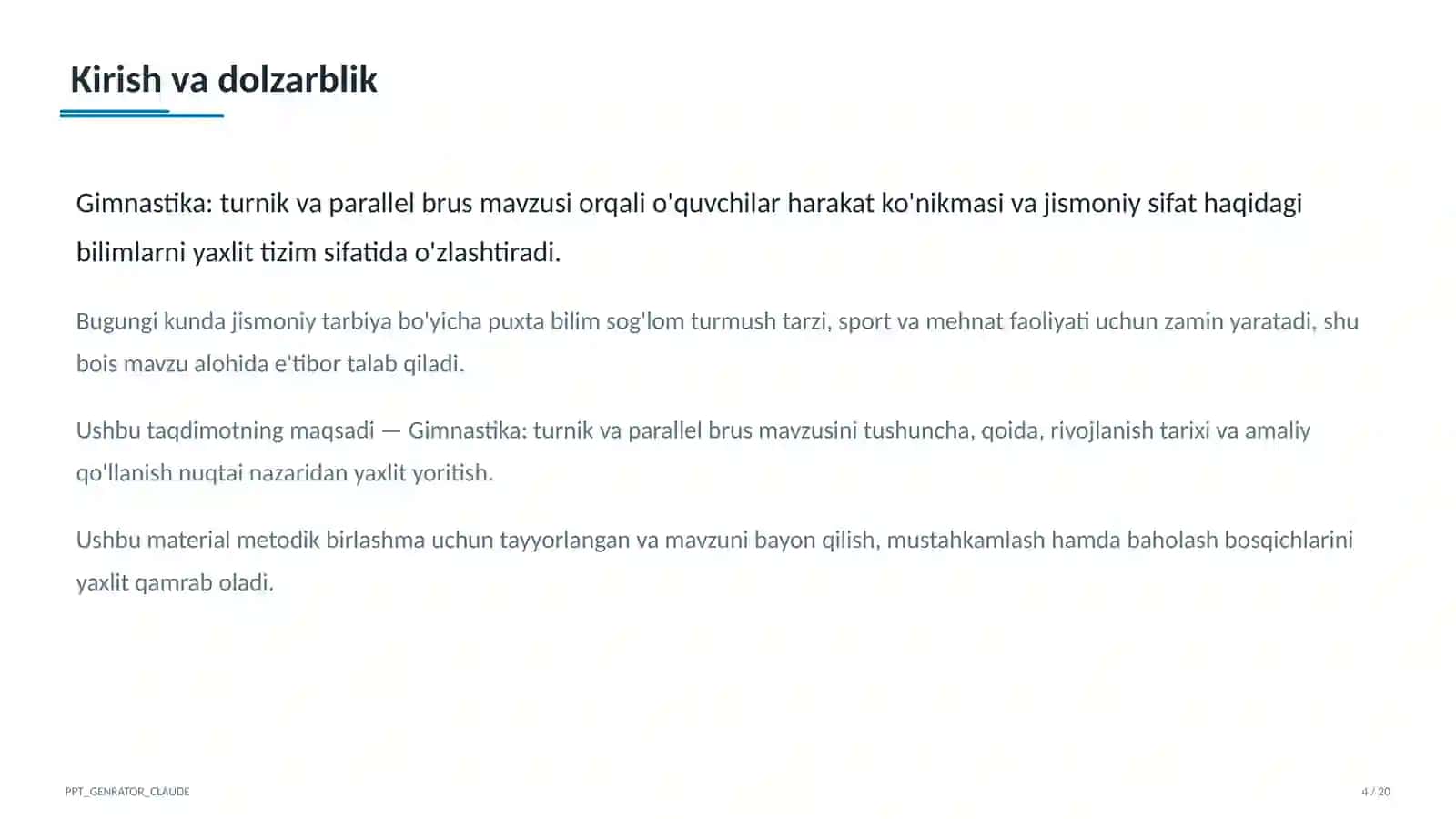 Gimnastika: turnik va parallel brus (6-sinf) 4