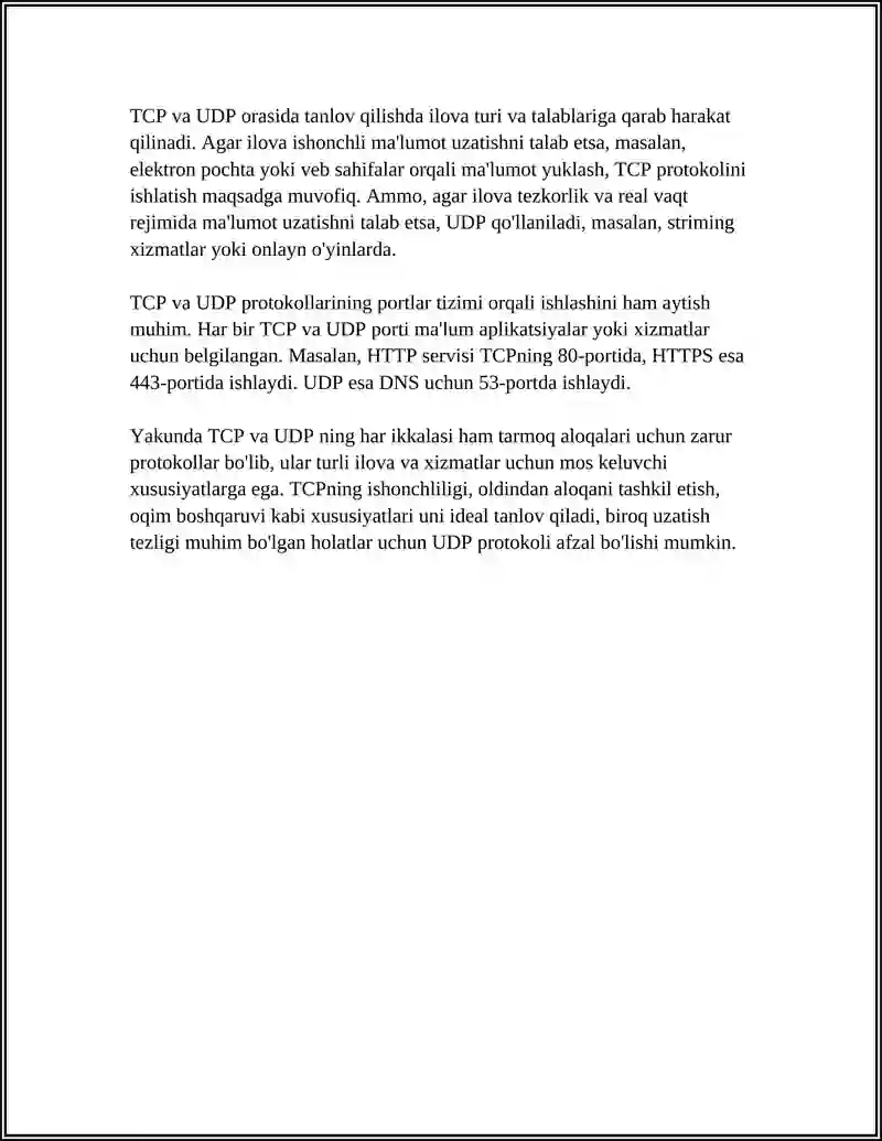 TCP VA UDP PROTOKOLLARI 4