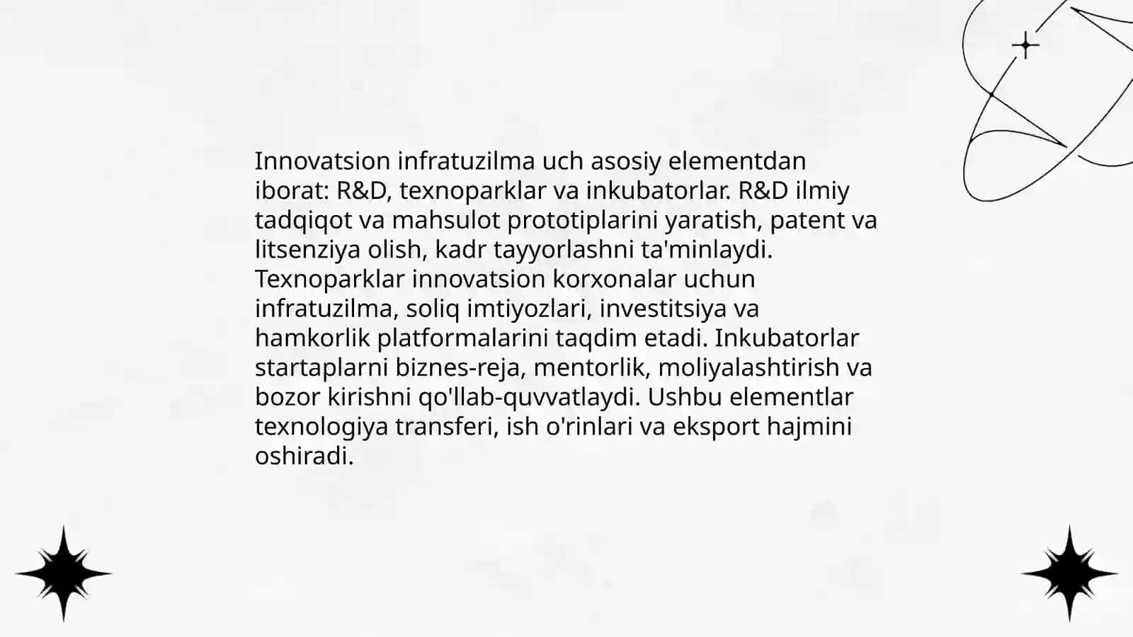 Innovatsion infratuzilma iqtisodiy rivojlanishning omili 4