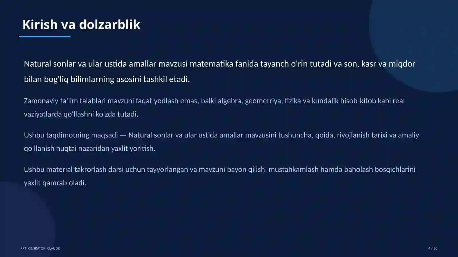 Natural sonlar va ular ustida amallar (5-sinf) 2