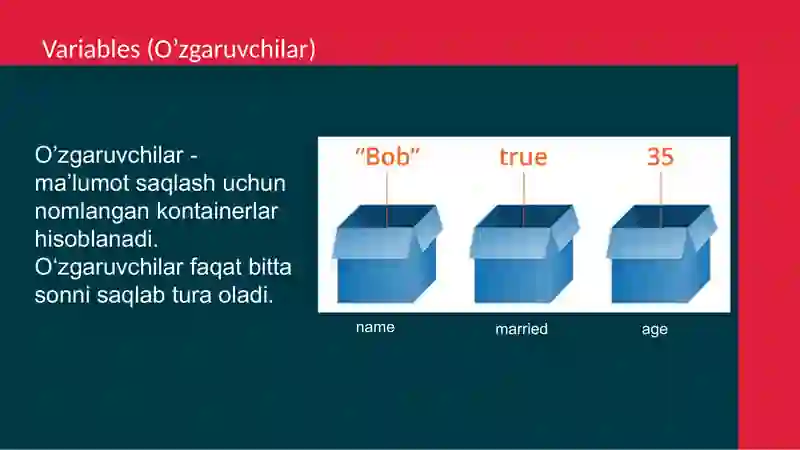 Python dasturlash tilida o`zgaruvchilar, komment va errorlar 4