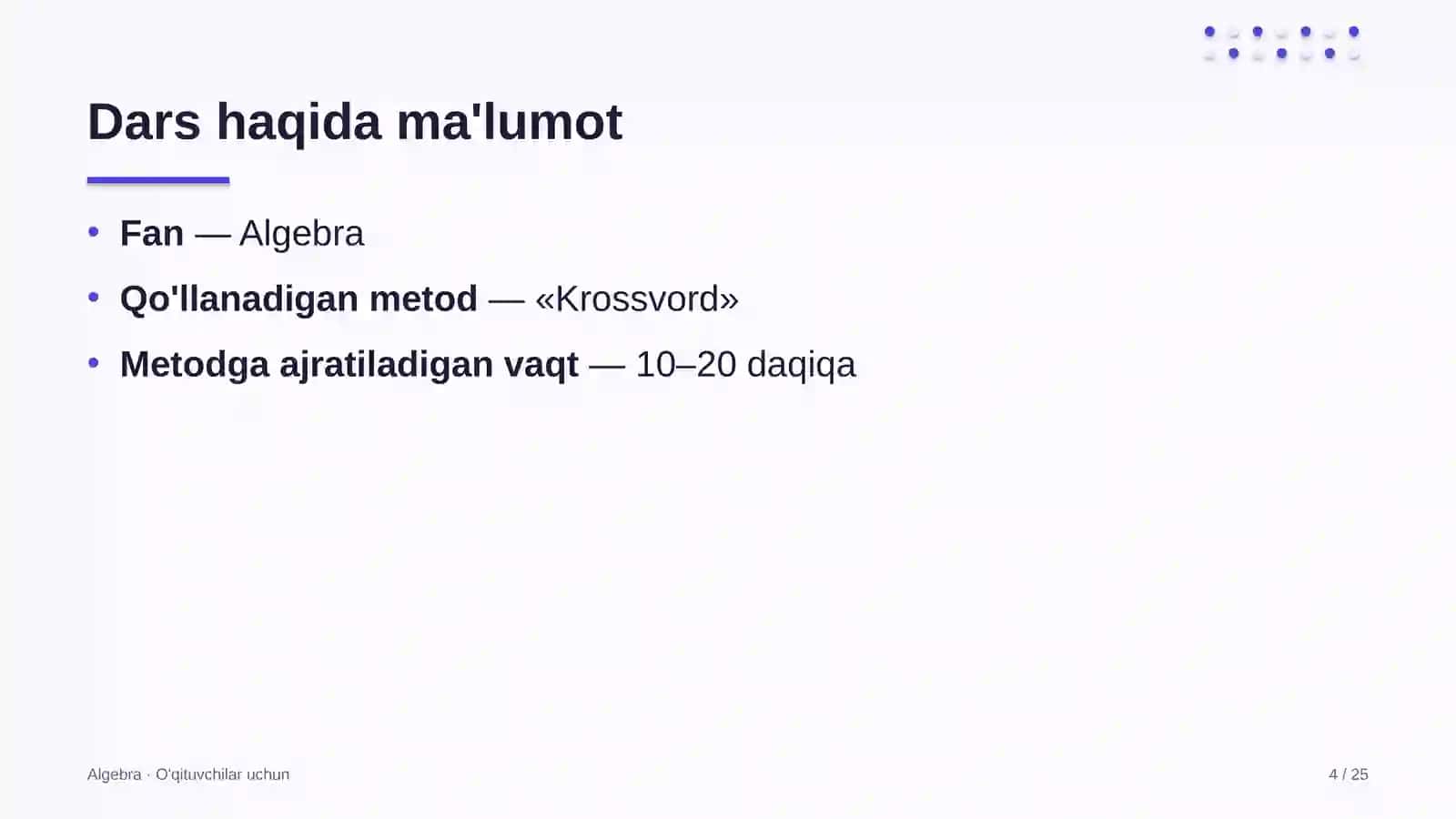 algebra darslarida krossvord metodidan foydalanish 8687 4