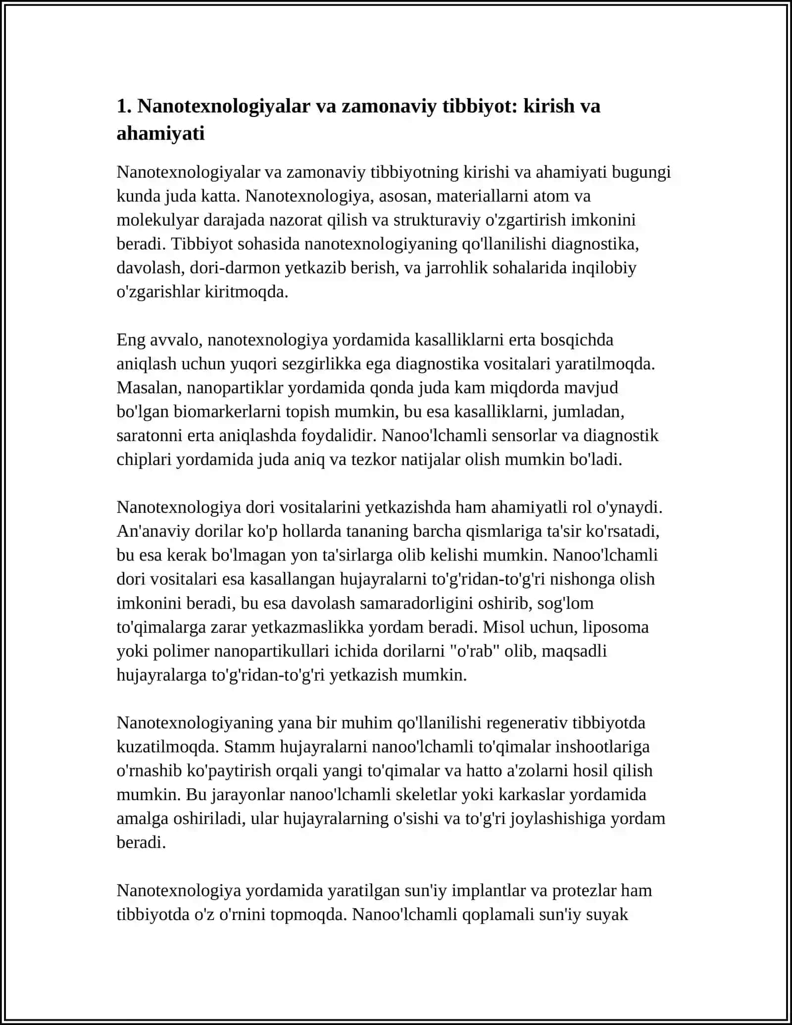 BUGUNGI KUN TIBBIYOTIDA NANOTEXNOLOGIYALARDAN FOYDALANISHNING ASOSIY SABABLARI VA NATIJALARI 4