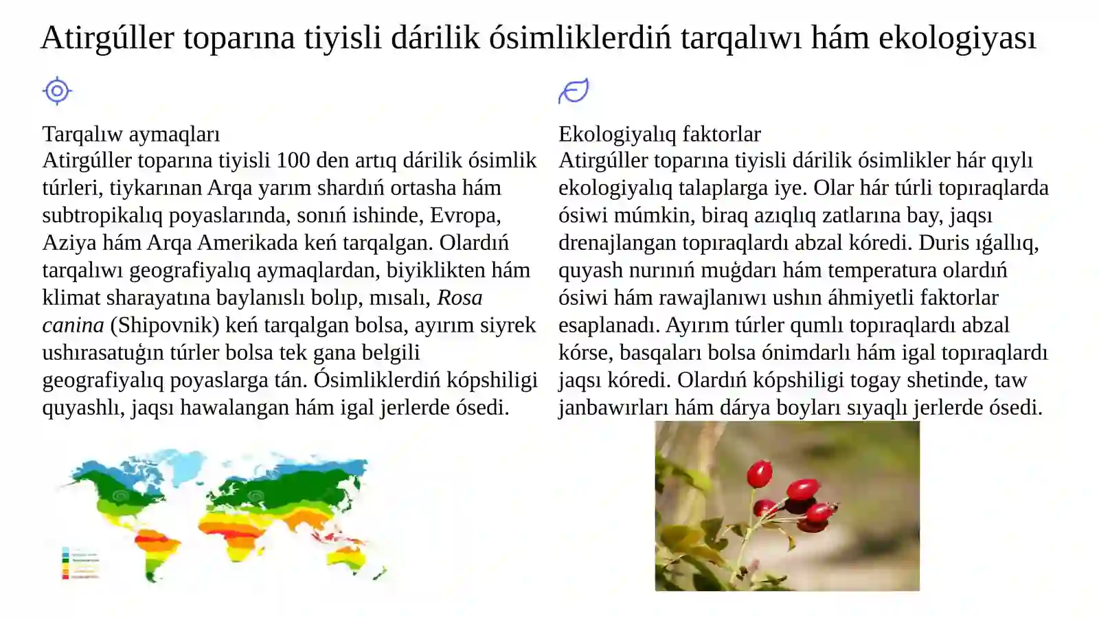 Atirgúller tuqımlasına tiyisli dárilik ósimlikler biologiyası hám ekologiyası 4