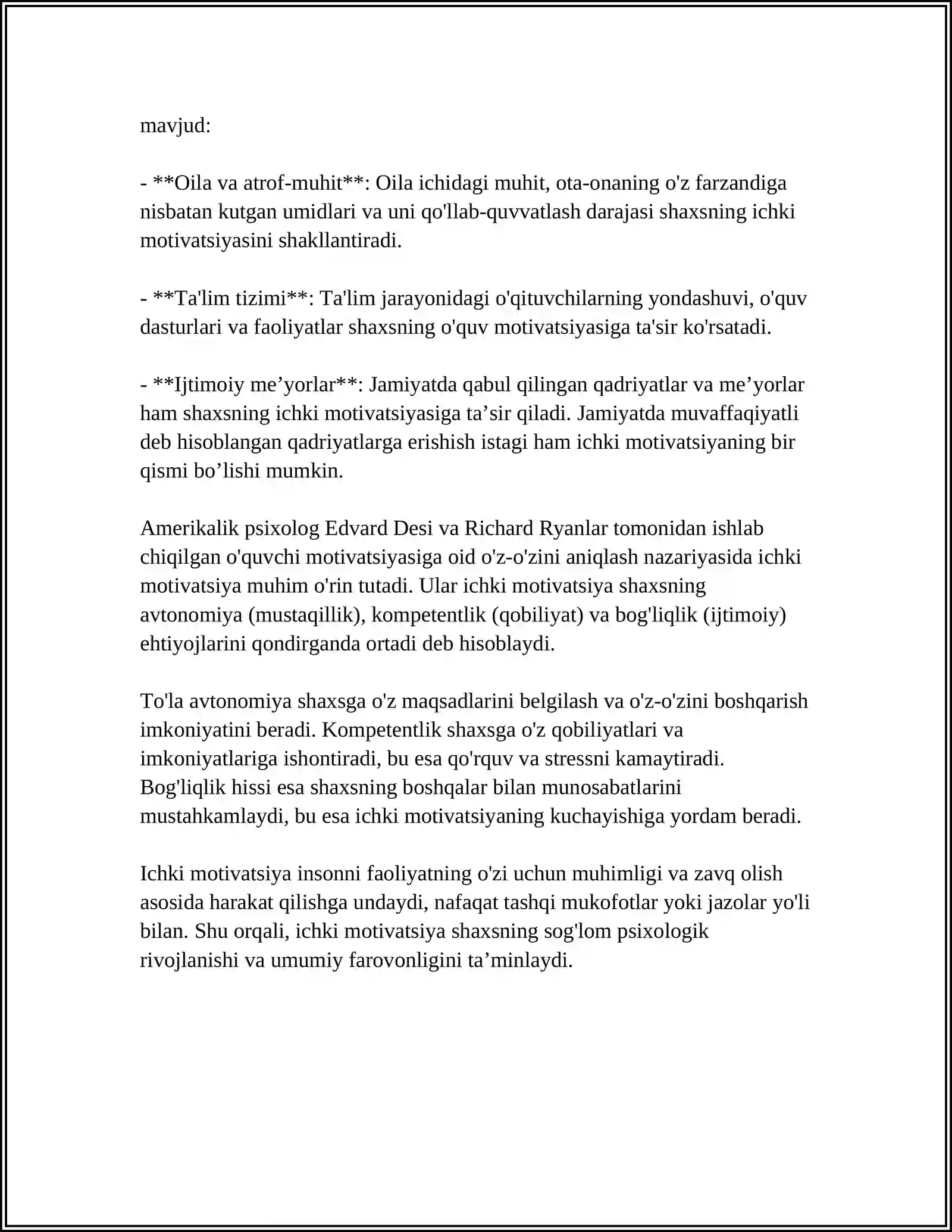 SHAXSNING ICHKI REGULATSIYASI 4