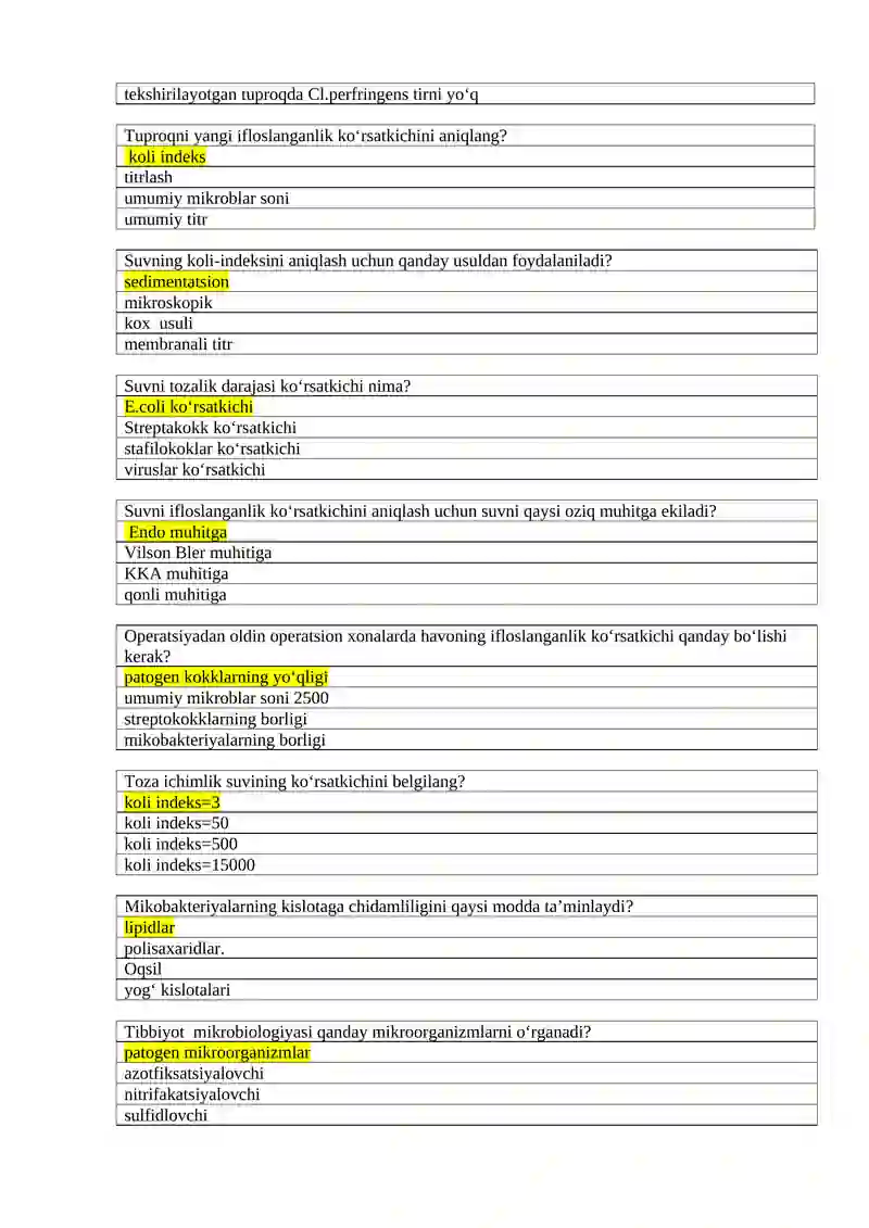 Mikrobiologiya fanidan test savollari 4