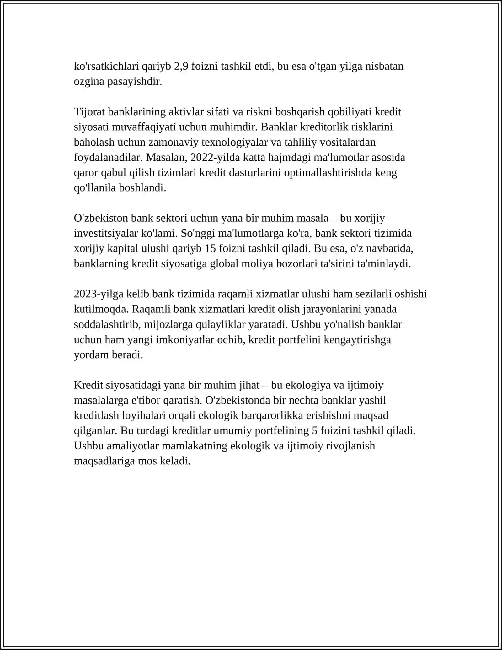 MUSTAQIL ISH Mavzu: TIJORAT BANKLARINING AKTIV OPERATSIYALARI 4
