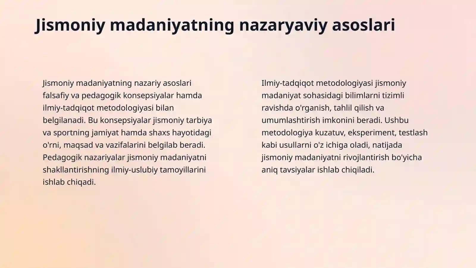 Jismoniy madanyat nazaryasi tushunchalari 4