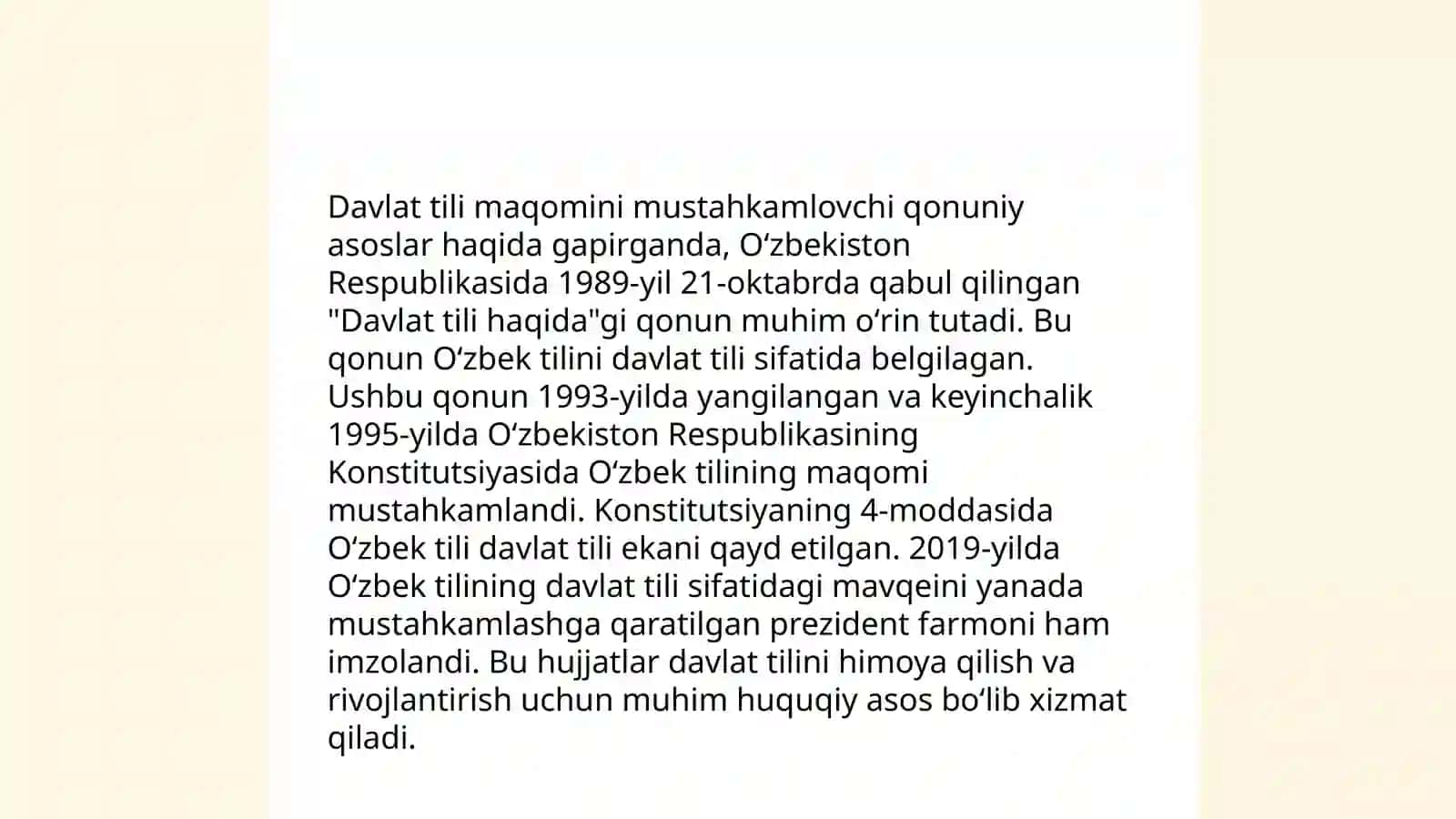 Davlat tilini rivojlantirish yoʻlida qabul qilingan qonunlar tahlili 4