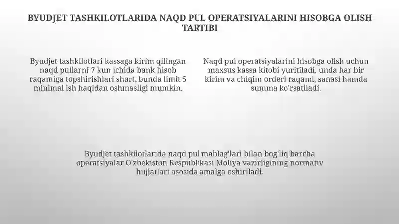 Byudjet tashkilotlarida kassa va kassa operatsiyalari 4