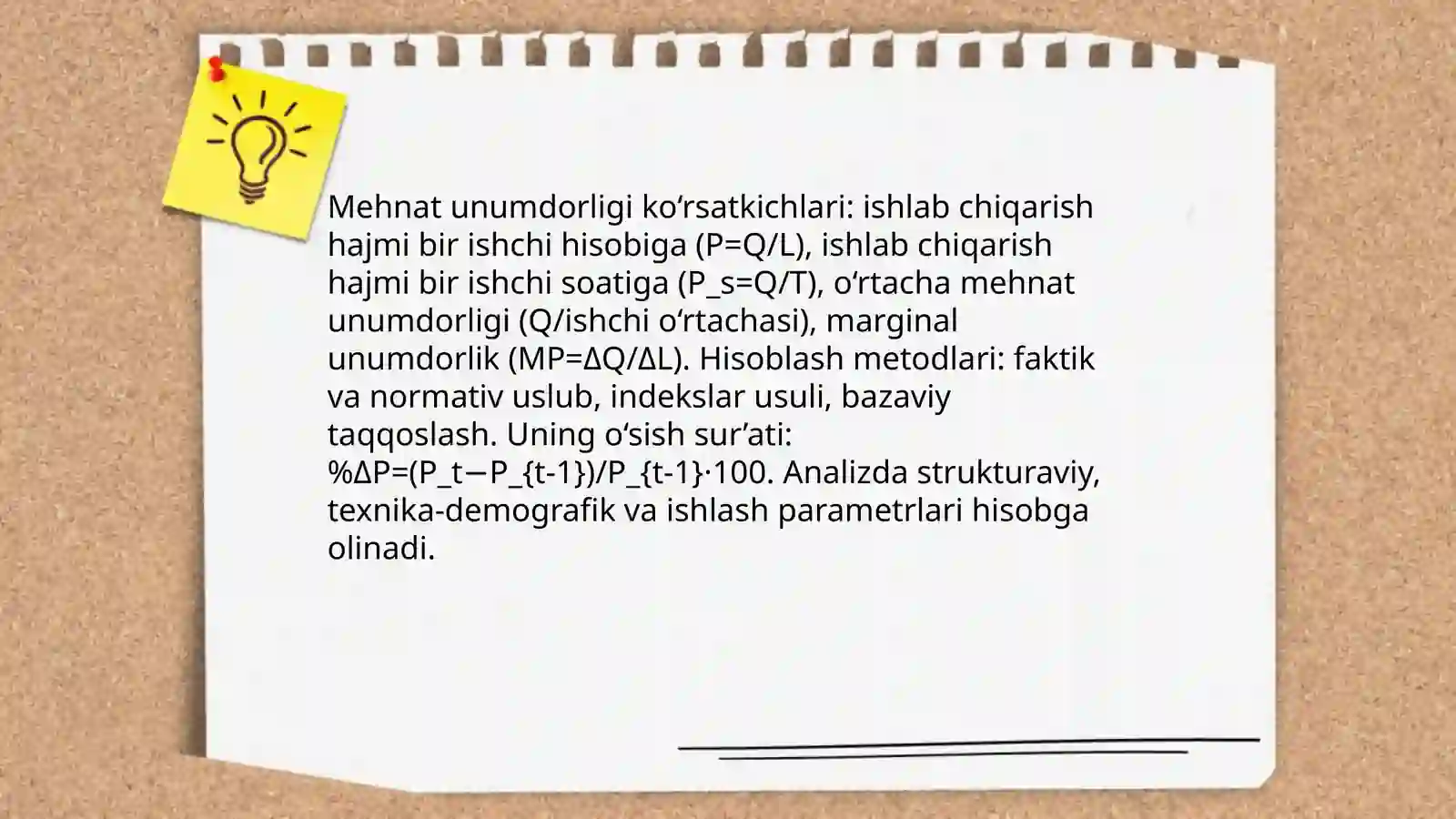 Mehnat unumdorligini tahlil qilish 4