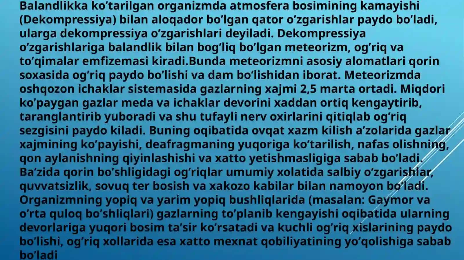 Yuqori va past bosimning organizmga ta'siri patofiziologiyasi 4
