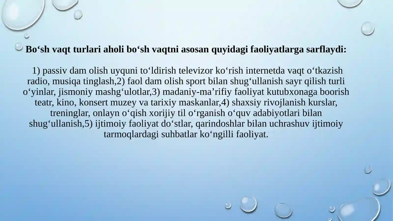 AHOLINING BO‘SH VAQTI VA UNING SARFLANISHI 4