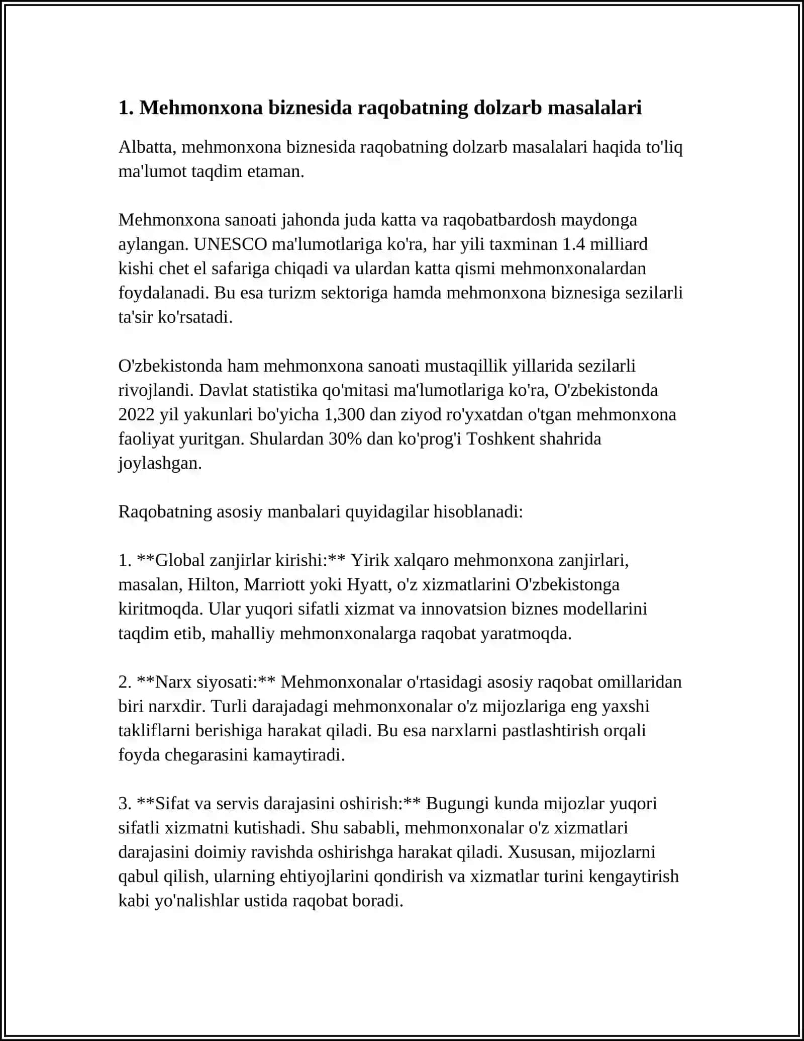 MEHMONXONA BIZNESIDAGI RAQOBAT STRATEGIYALARI 4