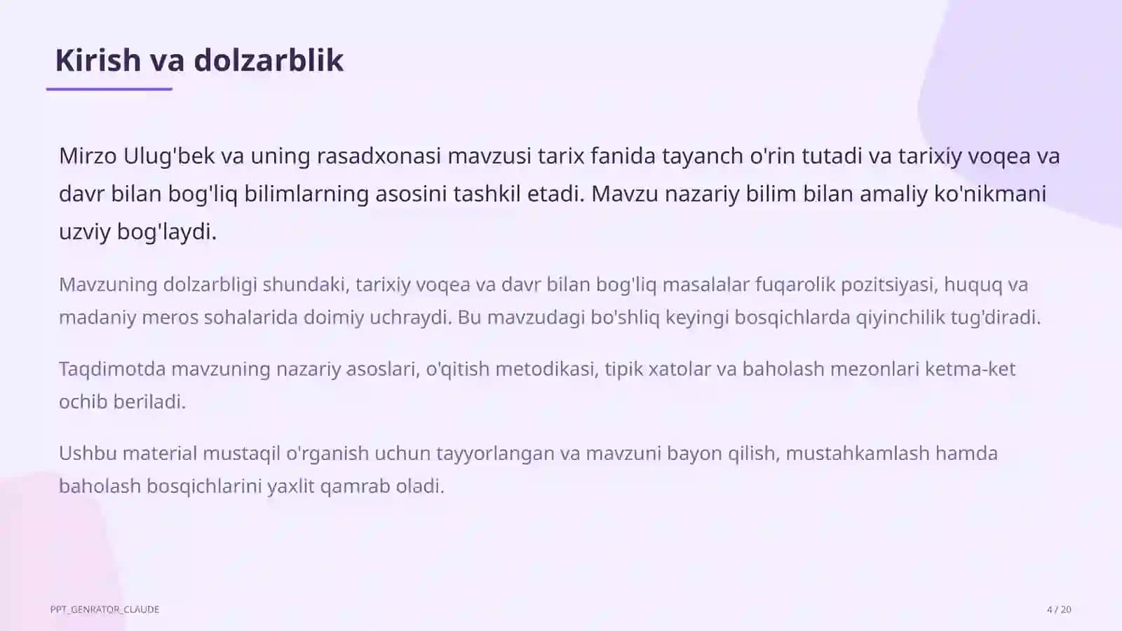 Mirzo Ulug'bek va uning rasadxonasi (5-sinf) 4