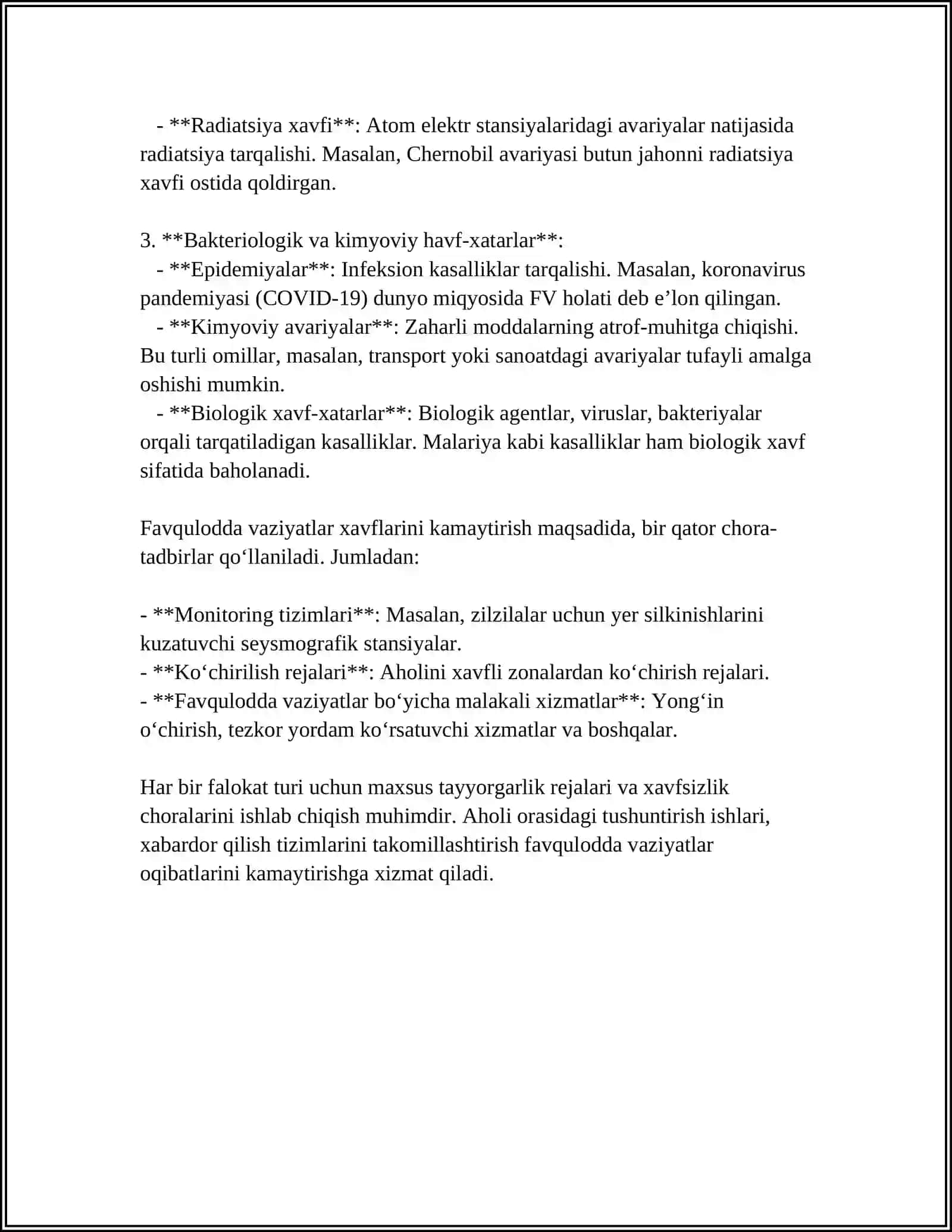 FAVQULODDA VAZIYATLAR TASNIFI, TAVSIFI VA ULARNING XUSUSIYATLARI 4