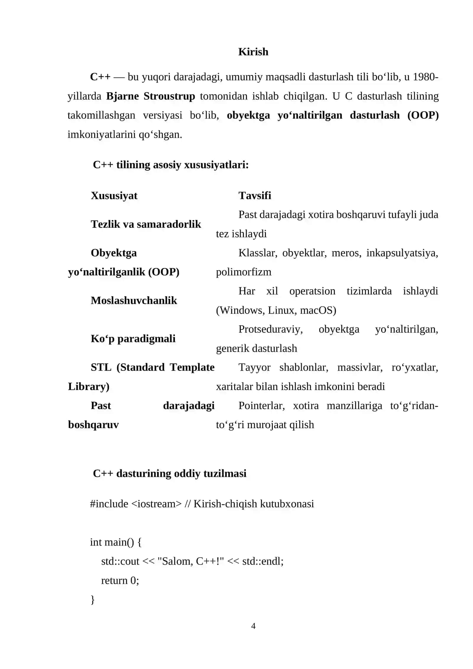 C++ DA IKKI O’LCHOVLI MASSIVLAR BILAN ISHLASH 4