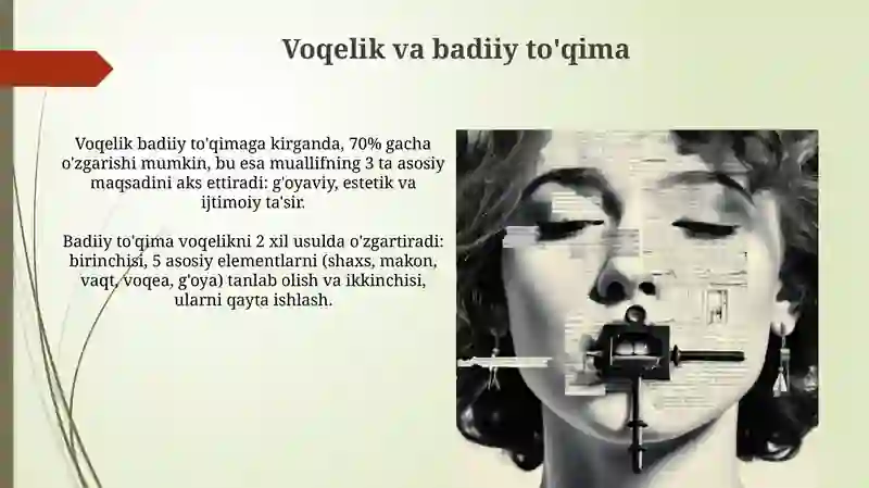Badiiy asar mazmunining elementlari: Kirish 4