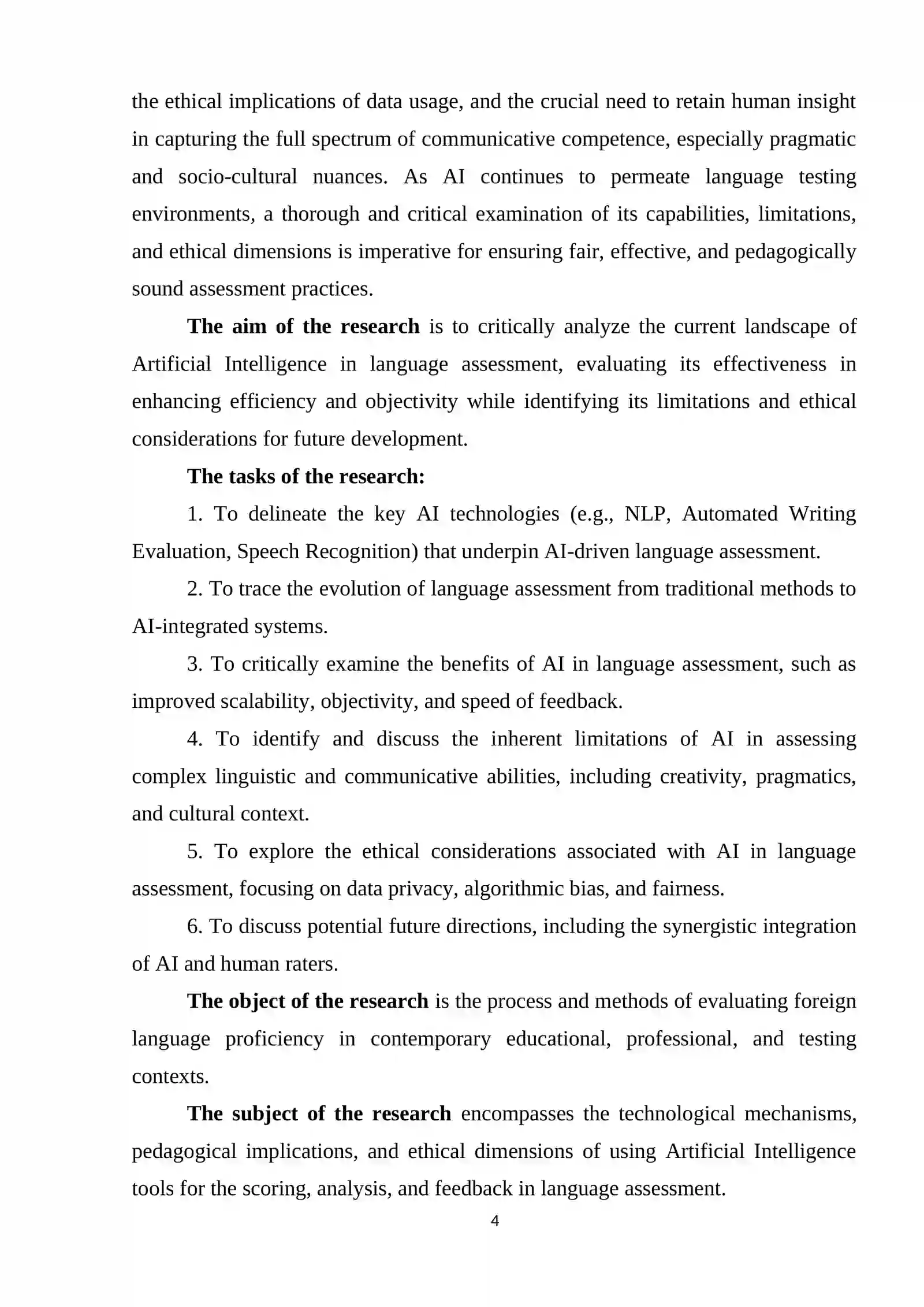 COURSE WORK THEME: USING ARTIFICIAL INTELLIGENCE IN LANGUAGE ASSESSMENT 4