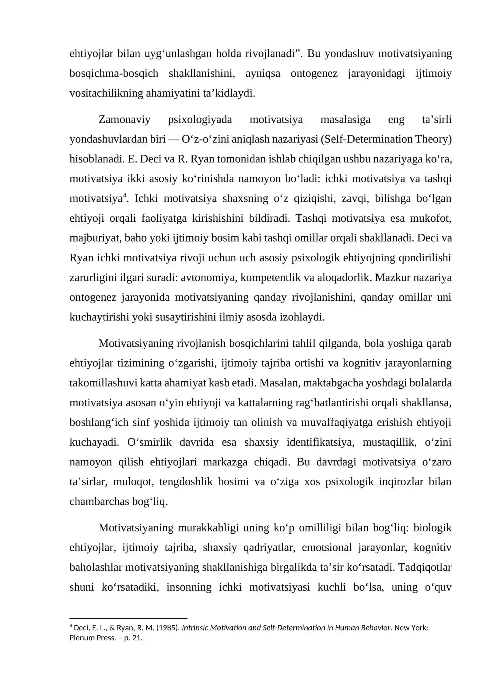 Motivatsiya tushunchasi va uning rivojlanishi: umumiy taʼrifi ontogenezda shakllanish bosqichlari va psixologik nazariyalari 4