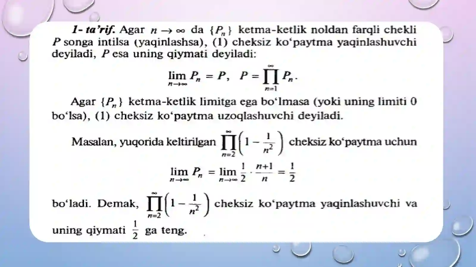 Cheksiz ko'paytmalar 4