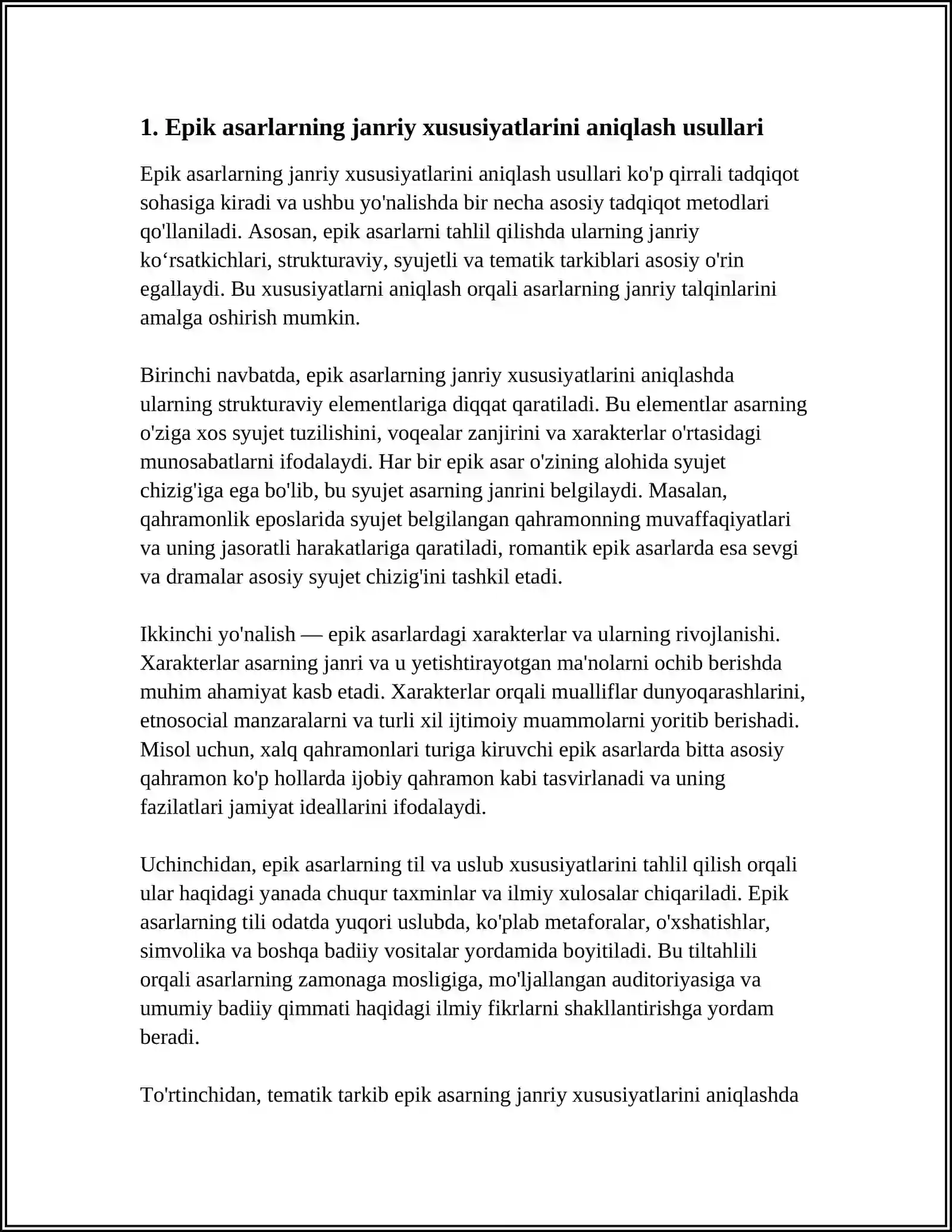 EPIK ASARLARNI TAHLIL QILISH USULLARINI OʻRGANISH 4